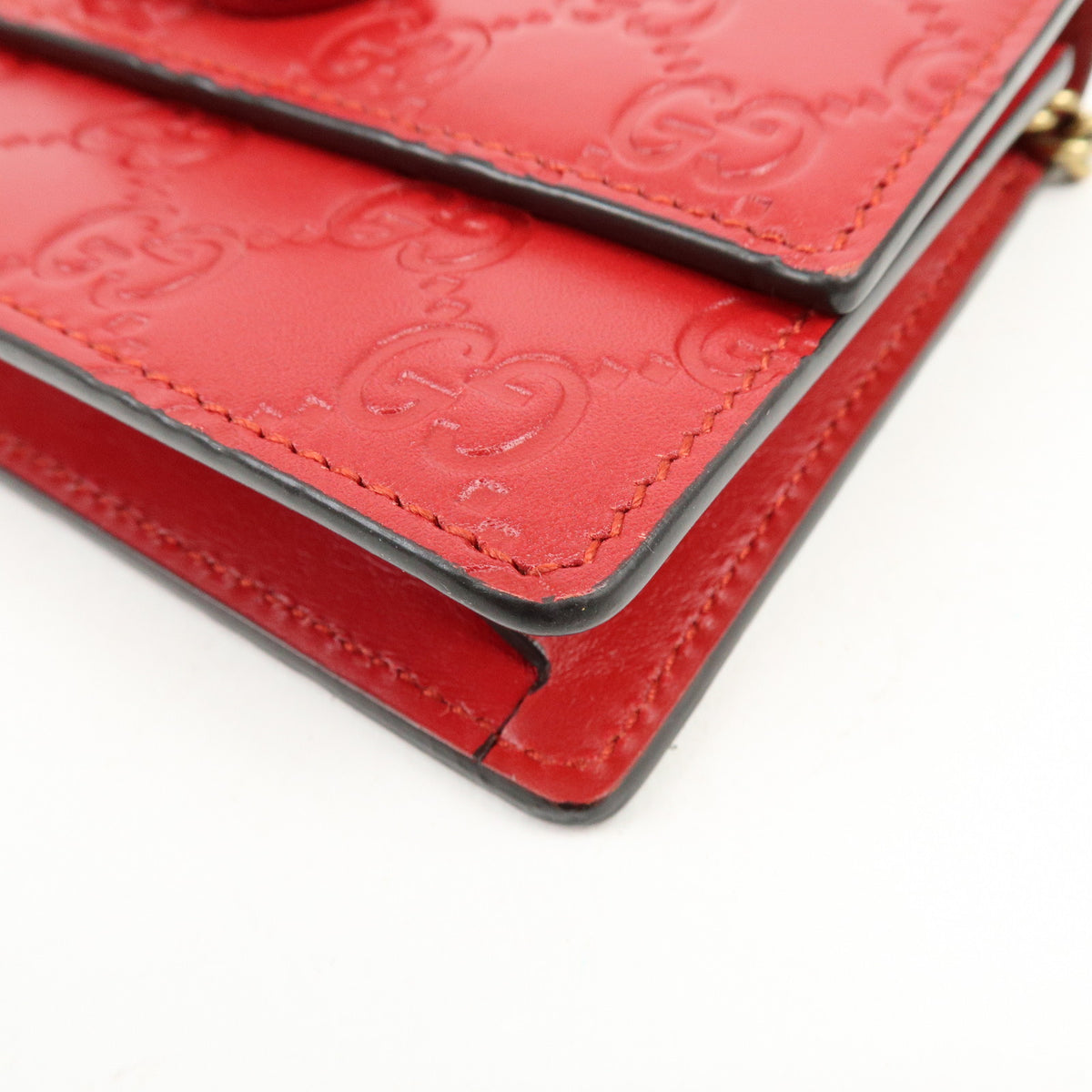 GUCCI Interlocking G Guccissima Chain Shoulder Bag Cherry 481291