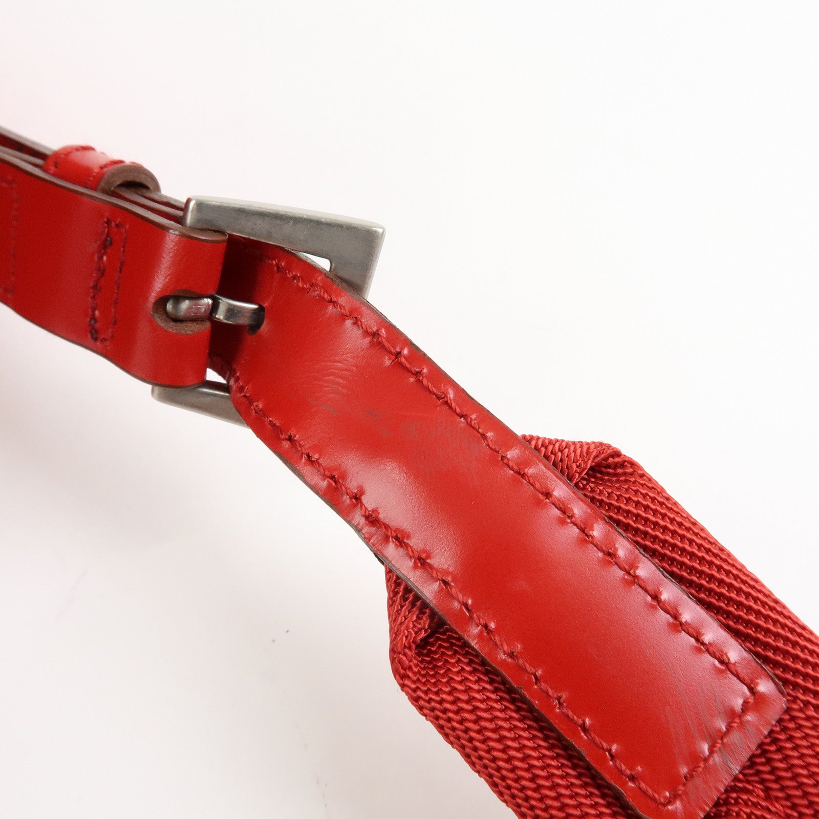 PRADA Triangle Logo Nylon Leather Backpack Rucksuck Red