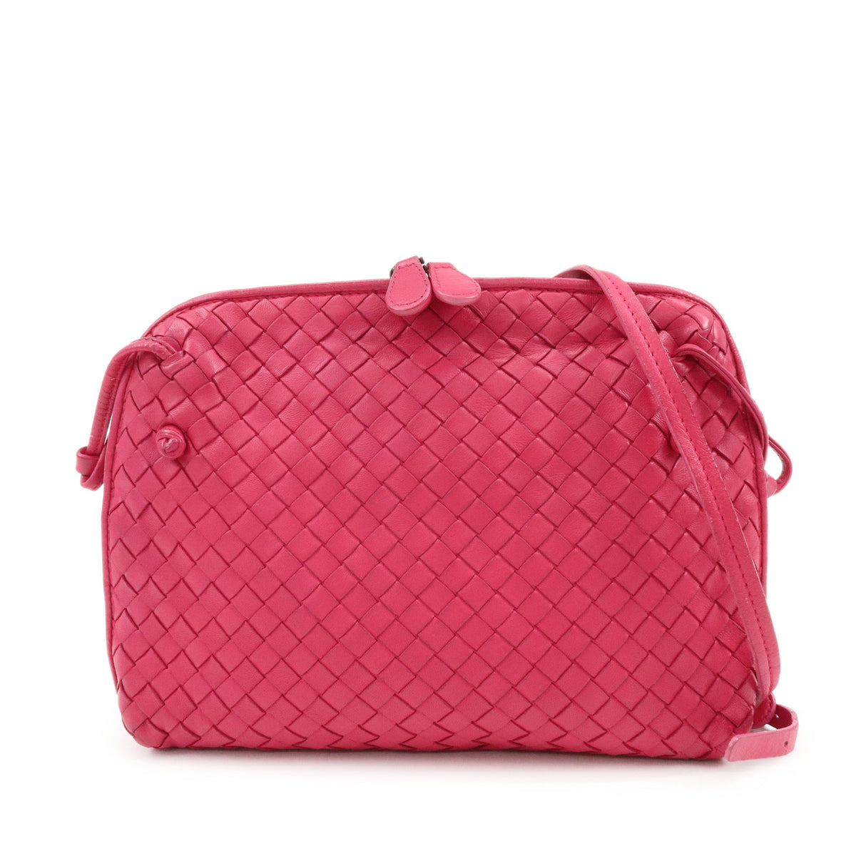 BOTTEGA VENETA Inttrecciato Nodini Leather Shoulder Bag Pink