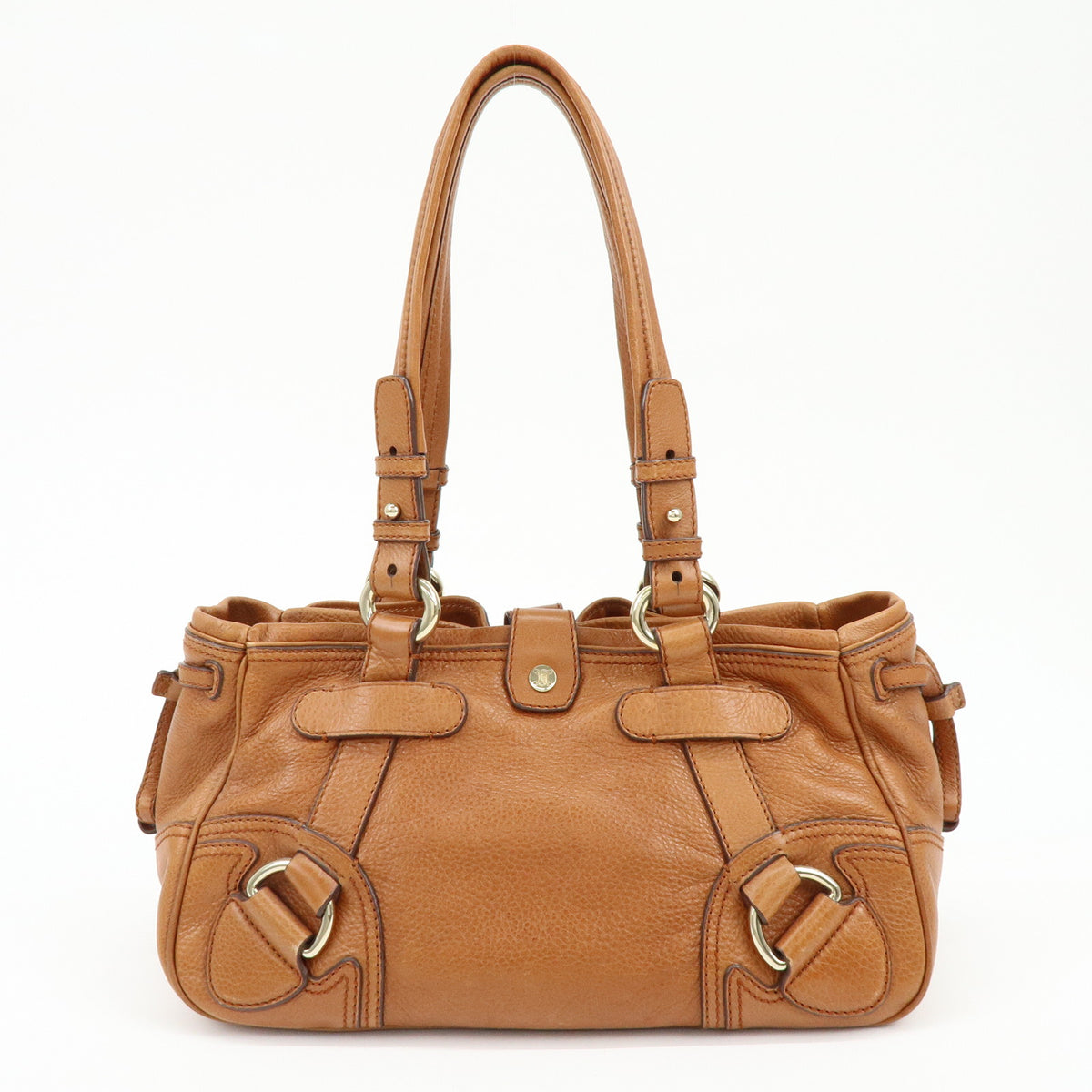 CELINE Macadam Leather Shoulder Bag Boston Bag Brown