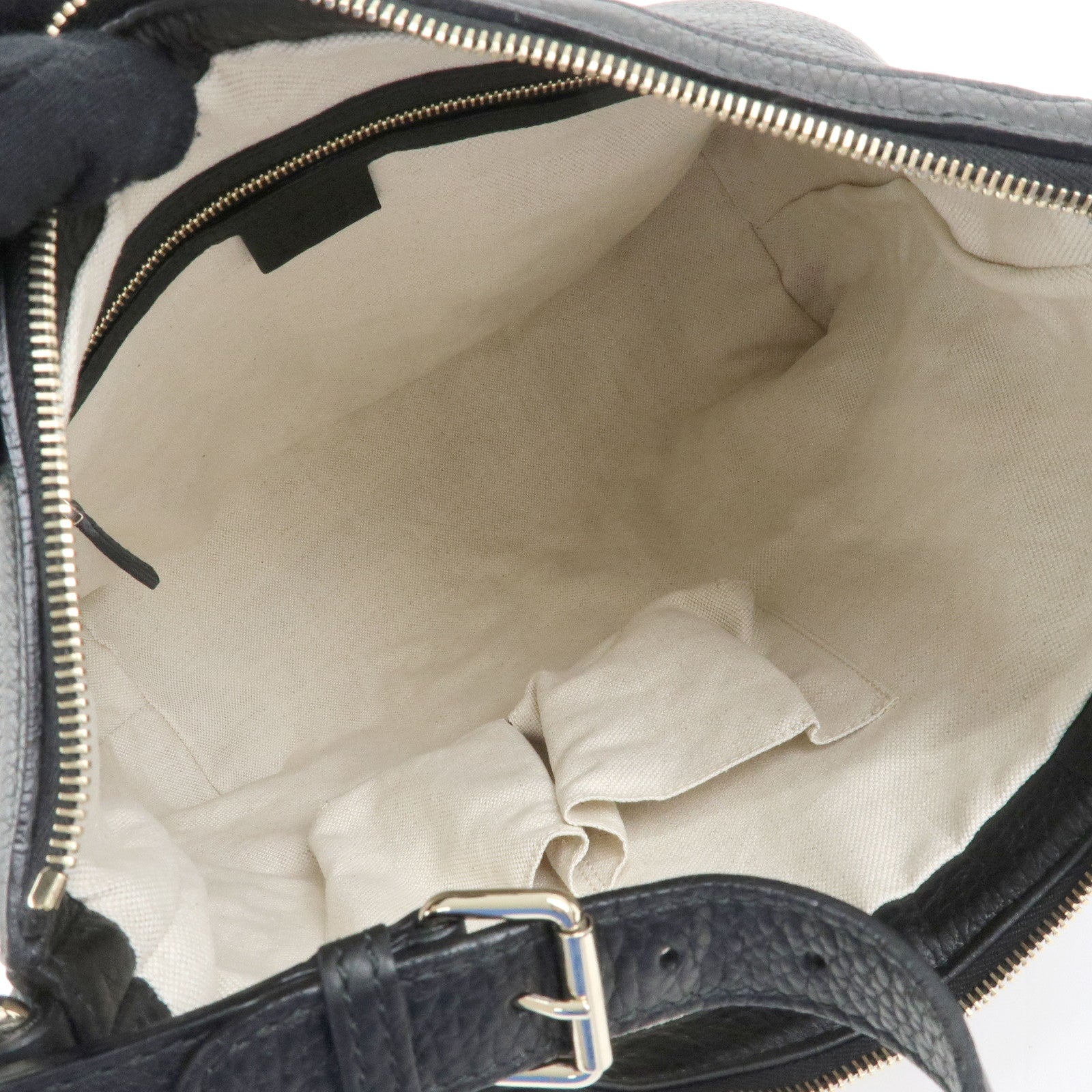 GUCCI Sherry Leather Shoulder Bag Hobo Bag Tote Bag Black 257084