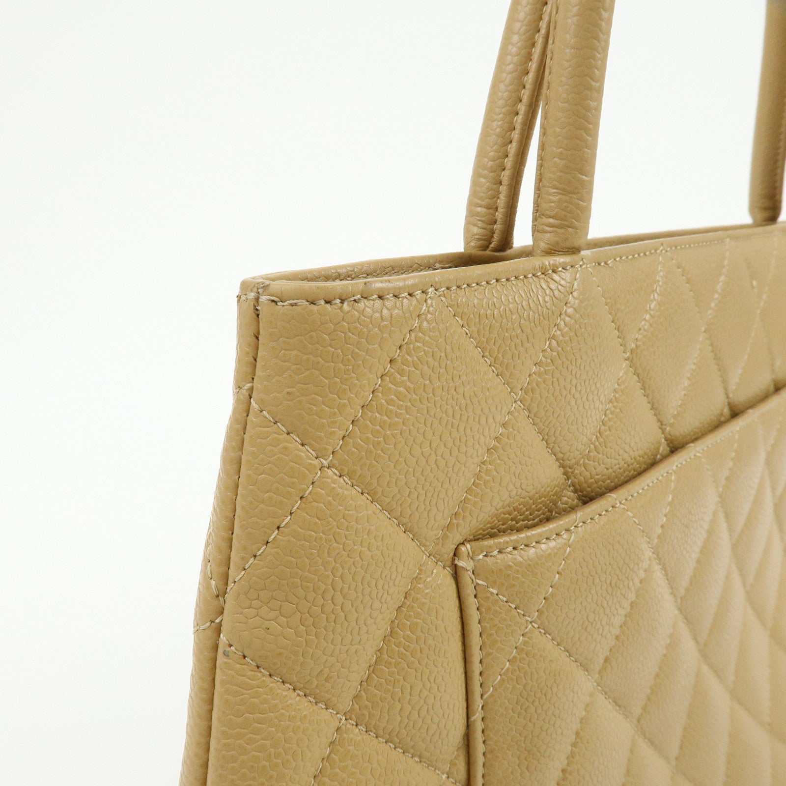 CHANEL Medallion Matelasse COCO Mark Tote Bag Hand Bag Beige A01804