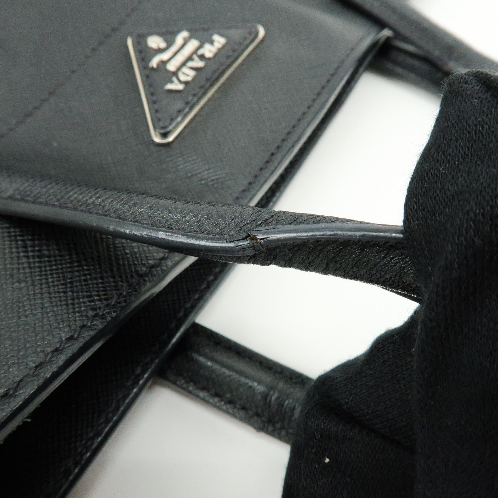 PRADA Triangle Logo Saffiano Leather 2Way Bag Shoulder Bag Black BN2666