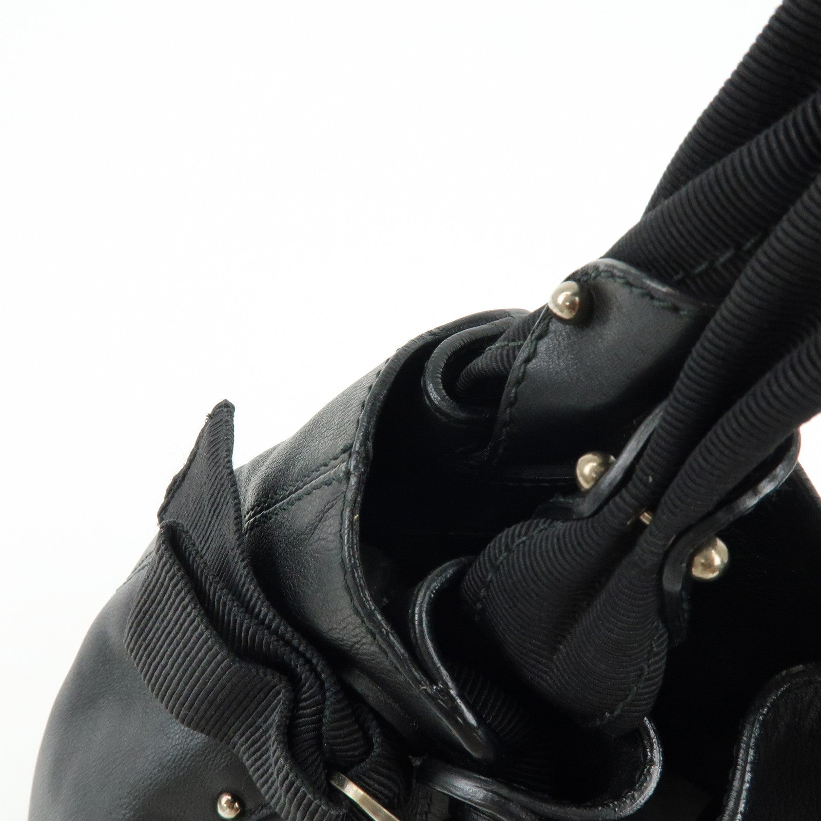 Ferragamo Vara Ribbon Leather Tote Bag Hand Bag Black