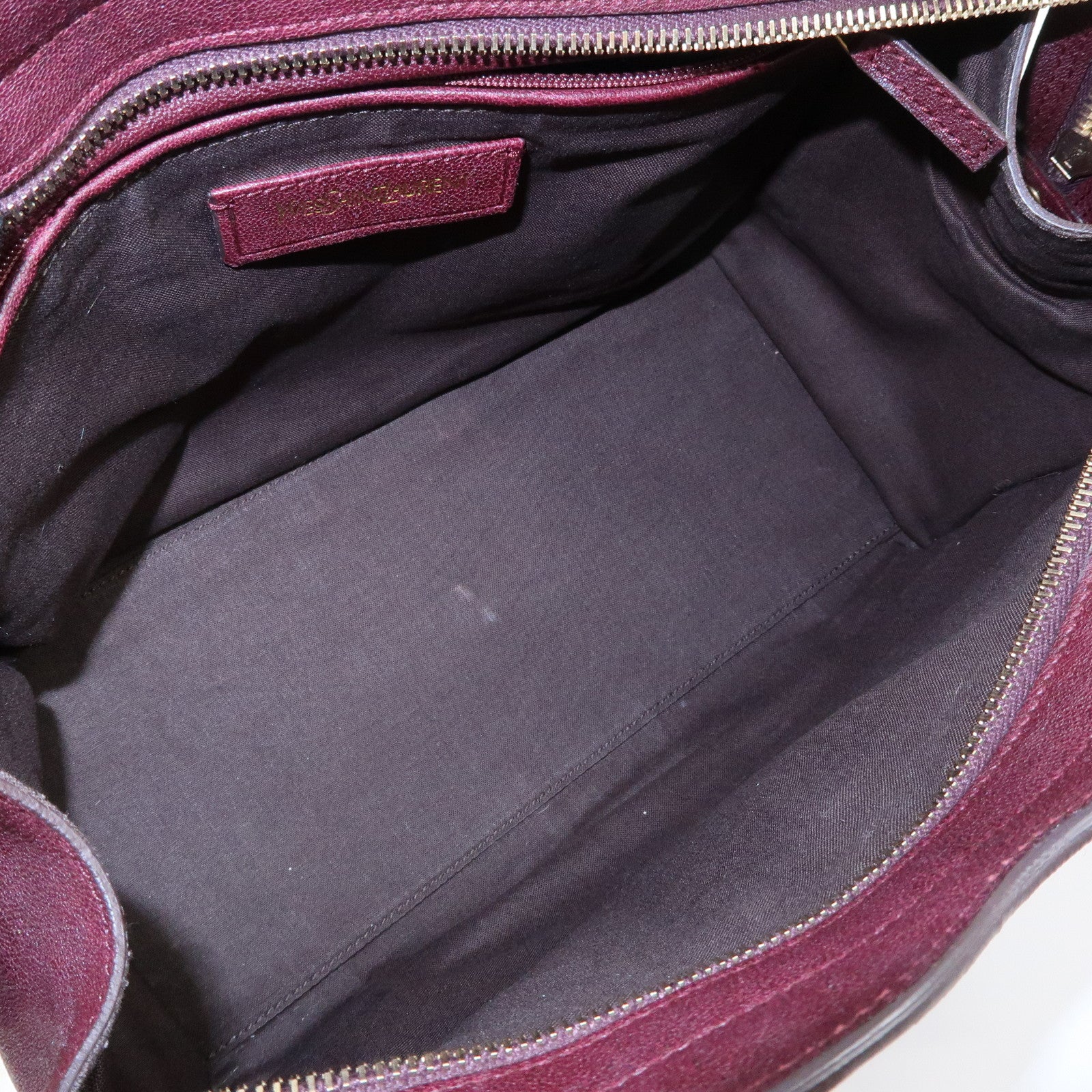 SAINT LAURENT PARIS Y Line Cabas Chyc Leather 2Way Bag Purple Brown
