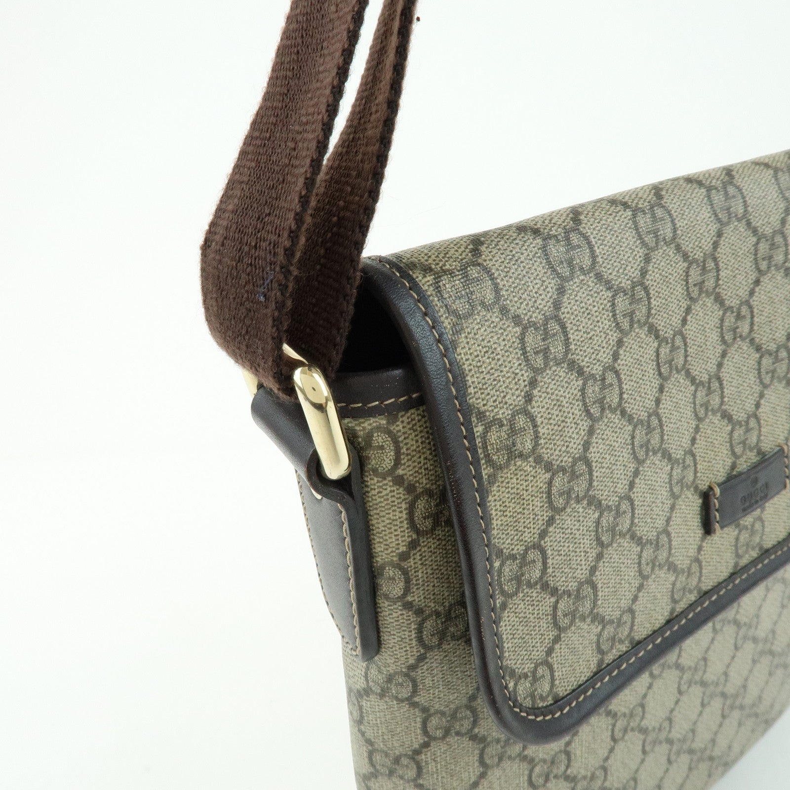 GUCCI GG Supreme Leather Shoulder Crossbody Bag Beige Brown 223666