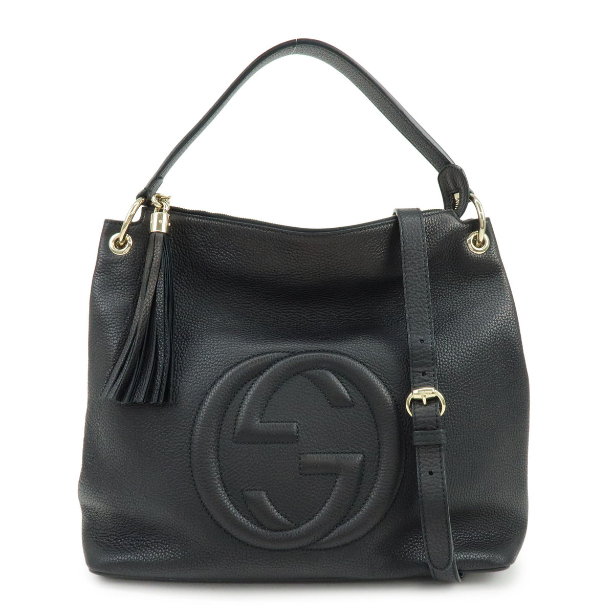 GUCCI SOHO Interlocking G Leather 2Way Bag Shoulder Bag Black 408825