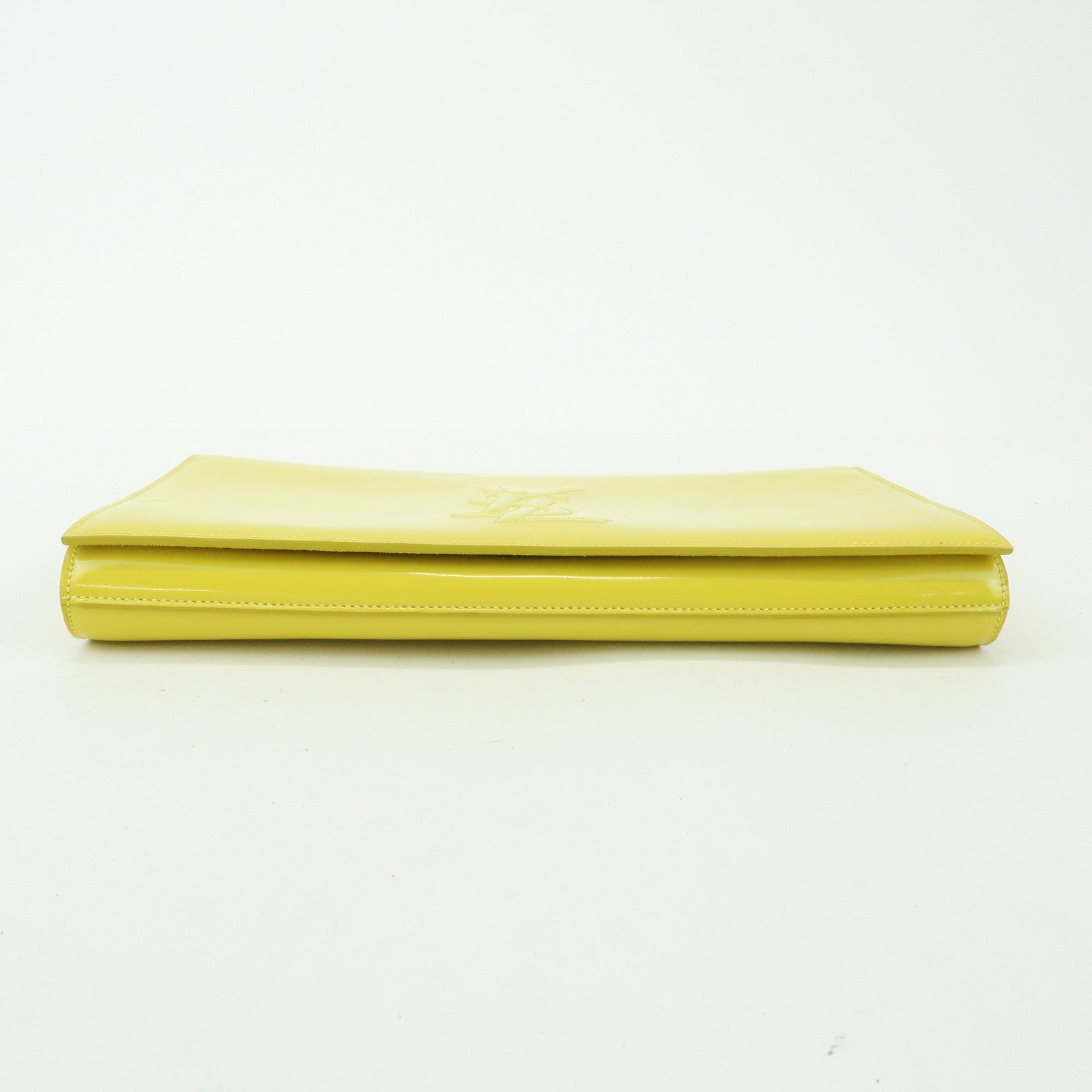 SAINT LAURENT PARIS Cassandra Patent Leather Clutch Bag Yellow 361120