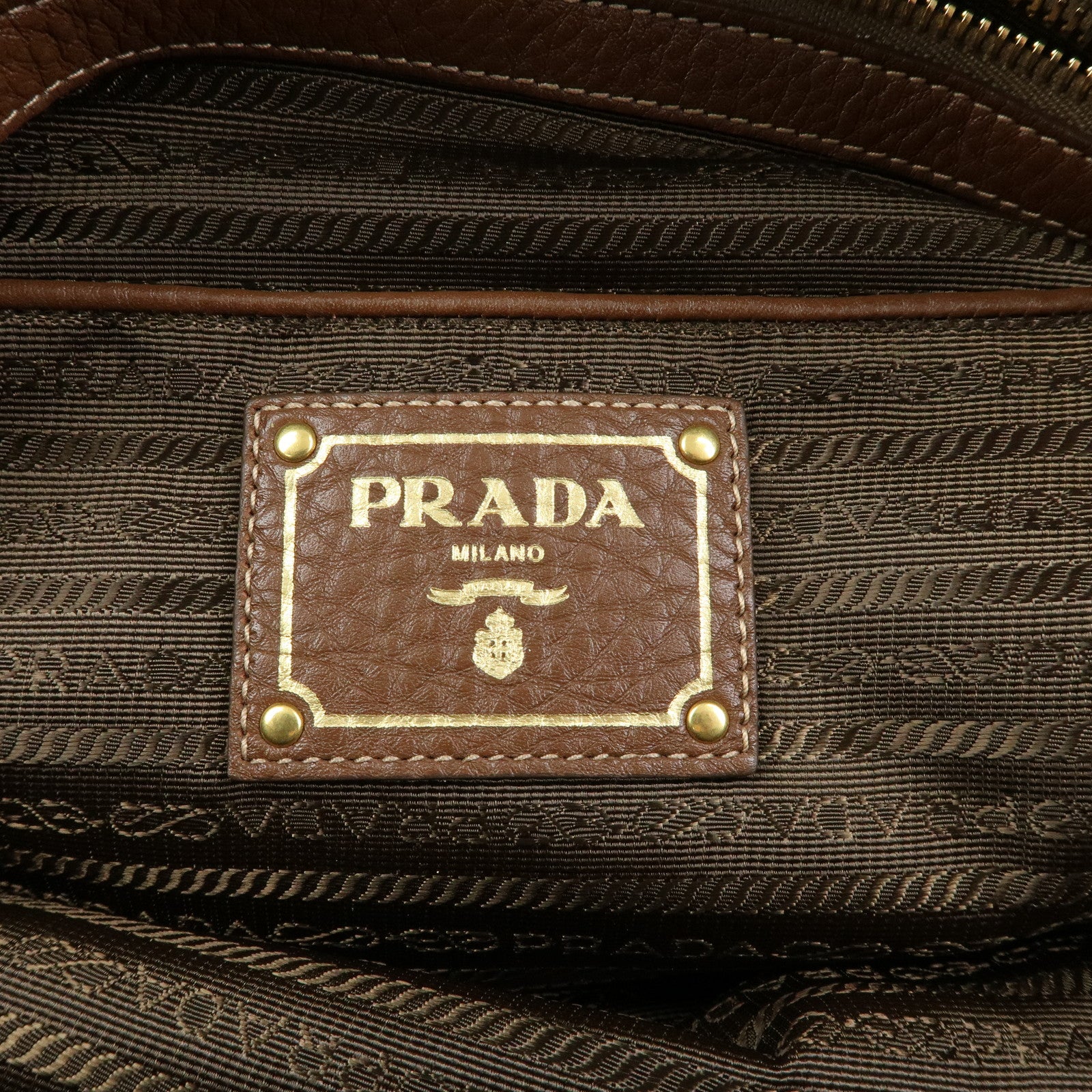 PRADA Logo Nylon Leather 2Way Bag Shoulder Bag Brown BR4991