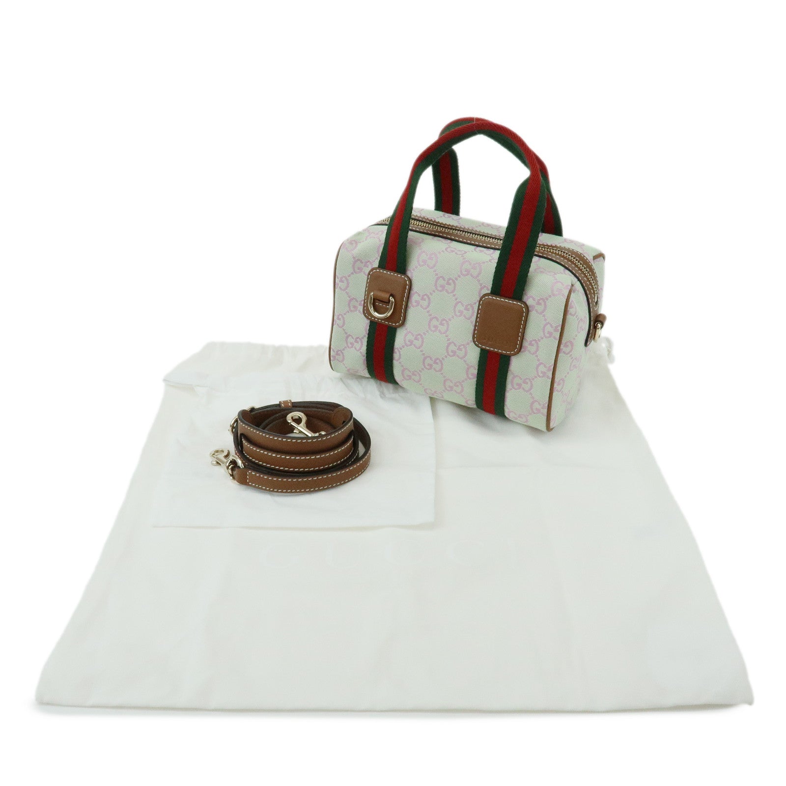 GUCCI Sherry Interlocking G Canvas Leather 2Way Mini Boston Bag 856055