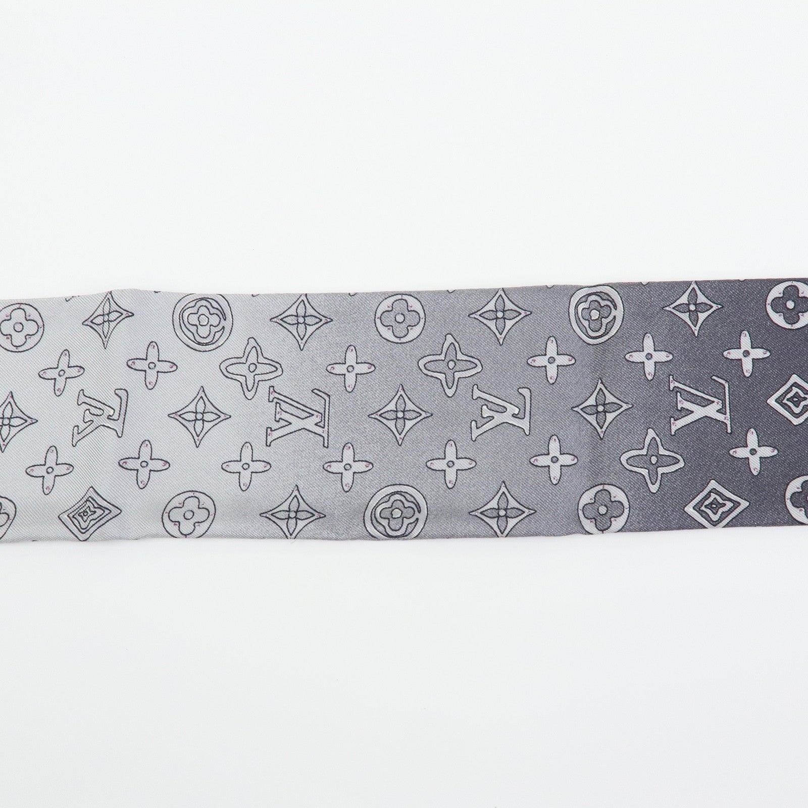 Louis Vuitton Silk 100% Monogram Map Bandeau Scarf Gray Pink Gradation
