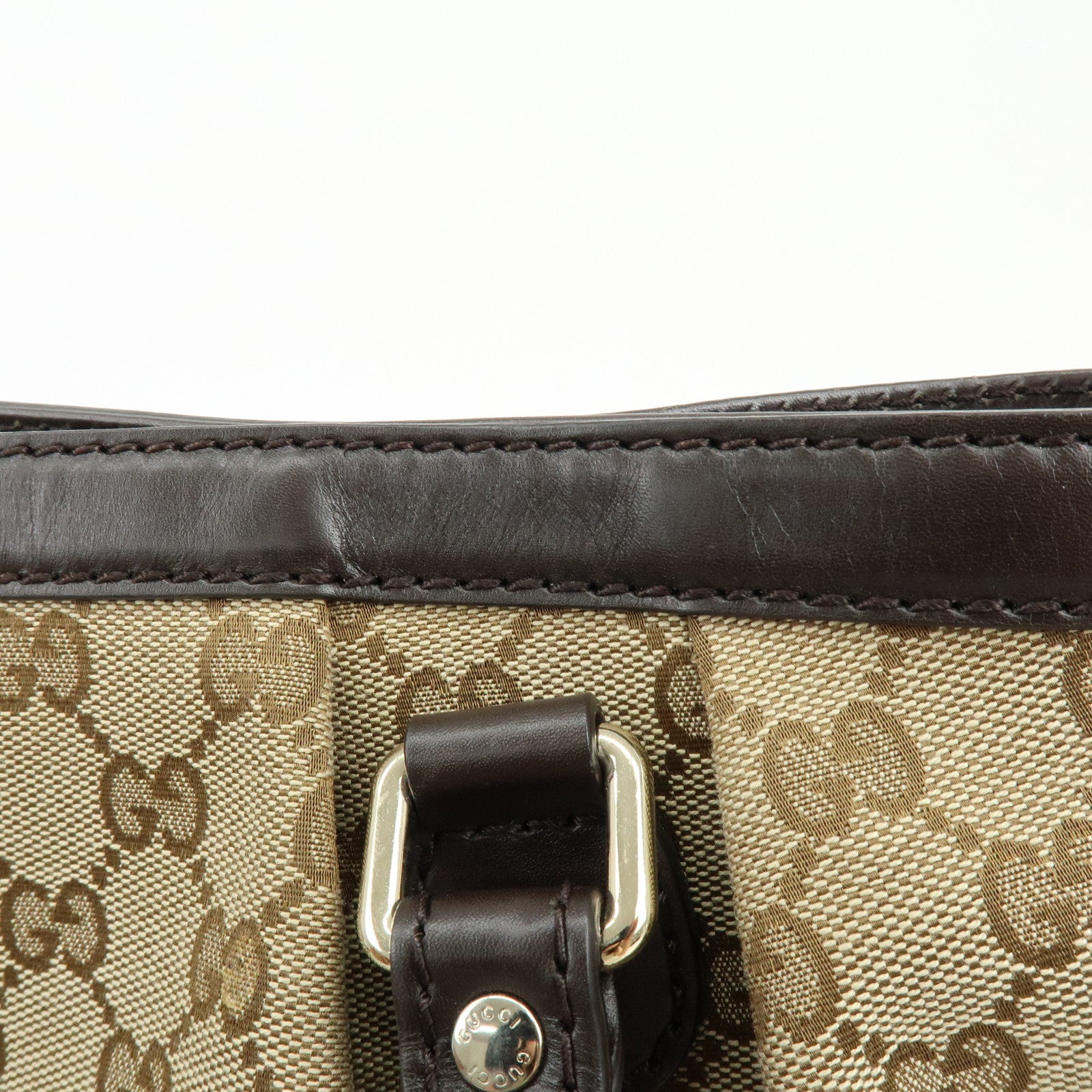 GUCCI Sukey GG Canvas Leather Tote Bag Hand Bag Beige Dark Brown 296835