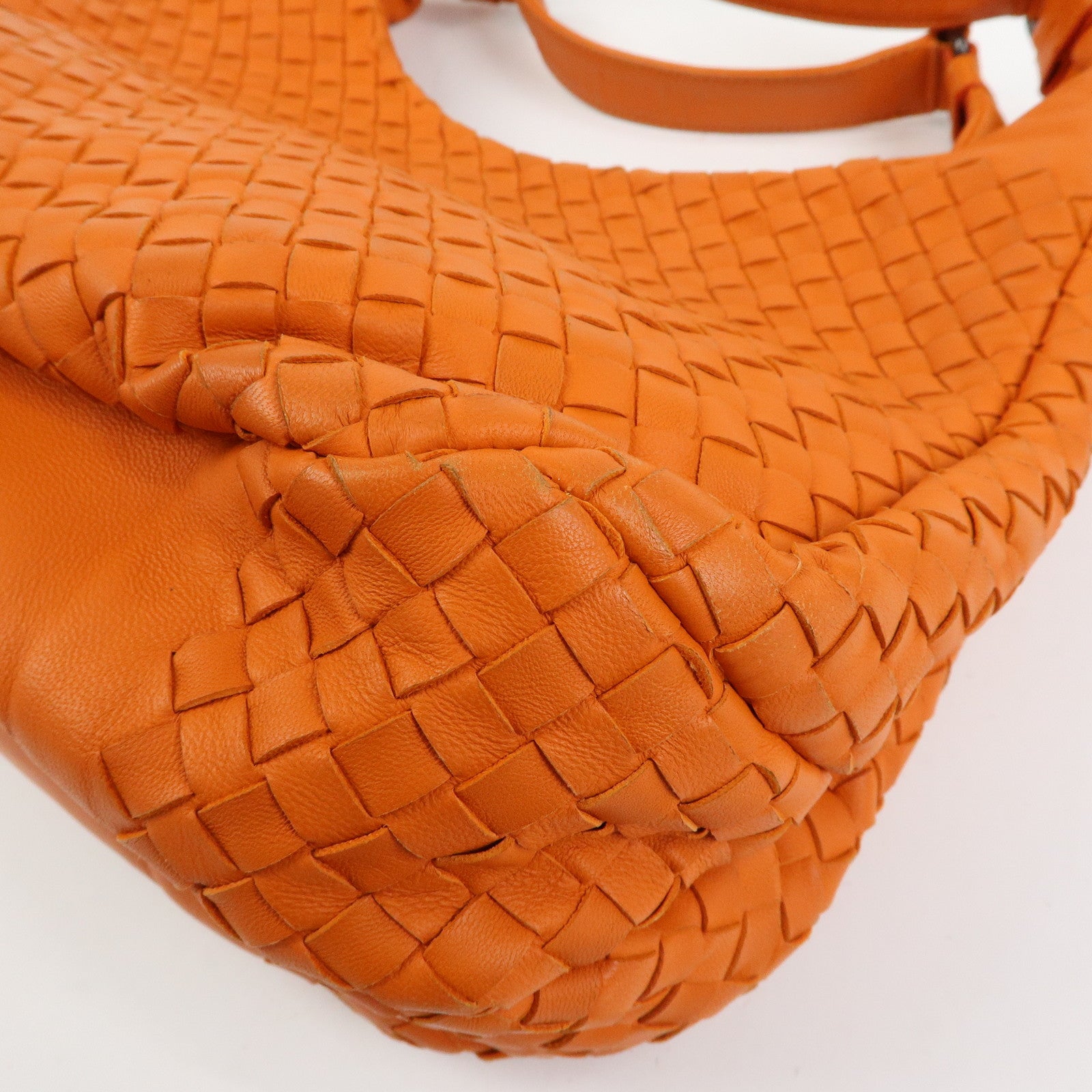 BOTTEGA VENETA Intrecciato Campana Leather Shoulder Bag Orange