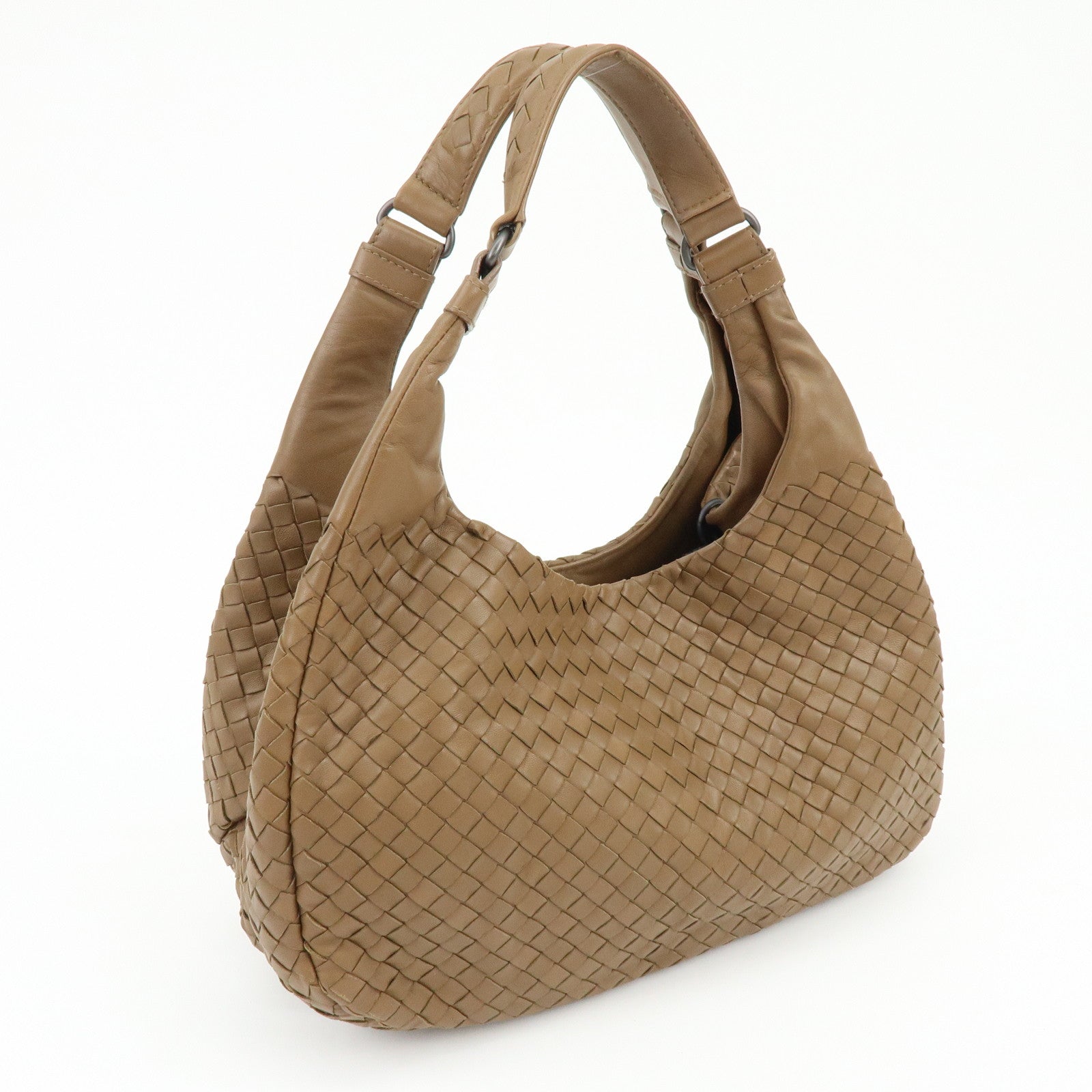 BOTTEGA VENETA Intrecciato Campana Leather Shoulder Bag Brown 125787