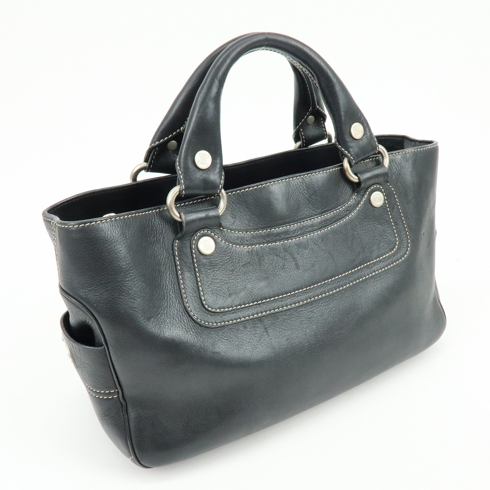 CELINE Macadam Boogie Bag Leather Hand Bag Tote Bag Black