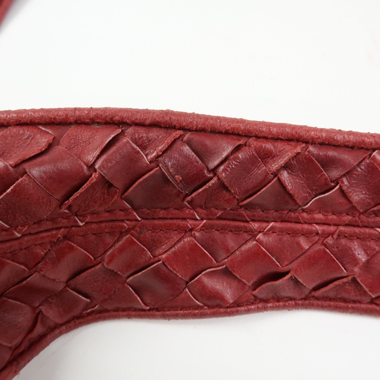 BOTTEGA VENETA Intrecciato Leather Shoulder Bag Crossbody Bag Wine Red