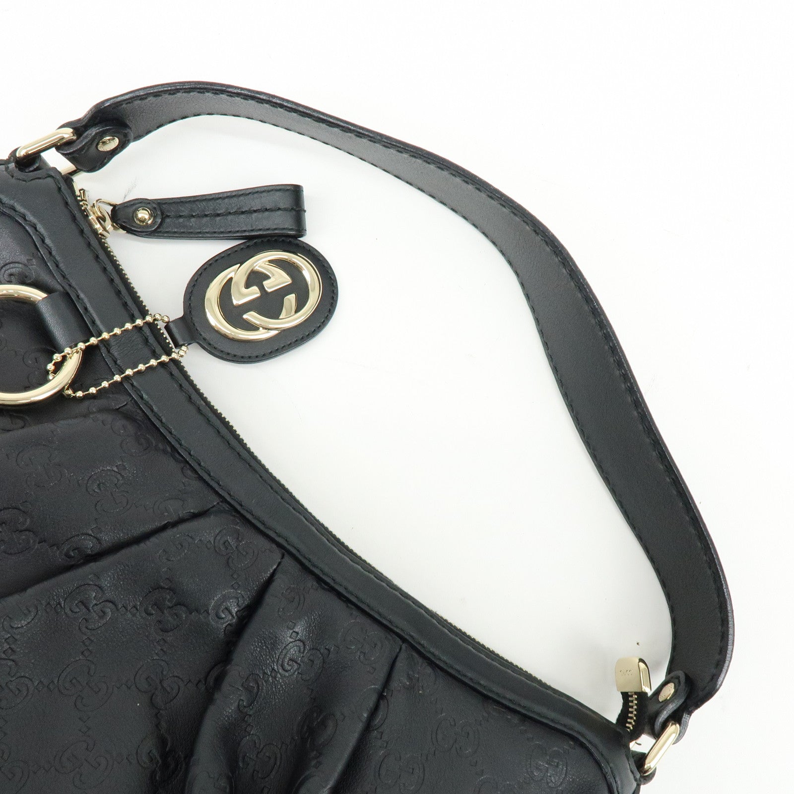 GUCCI Sukey Guccissima Leather Shoulder Bag Hand Bag Black 232955