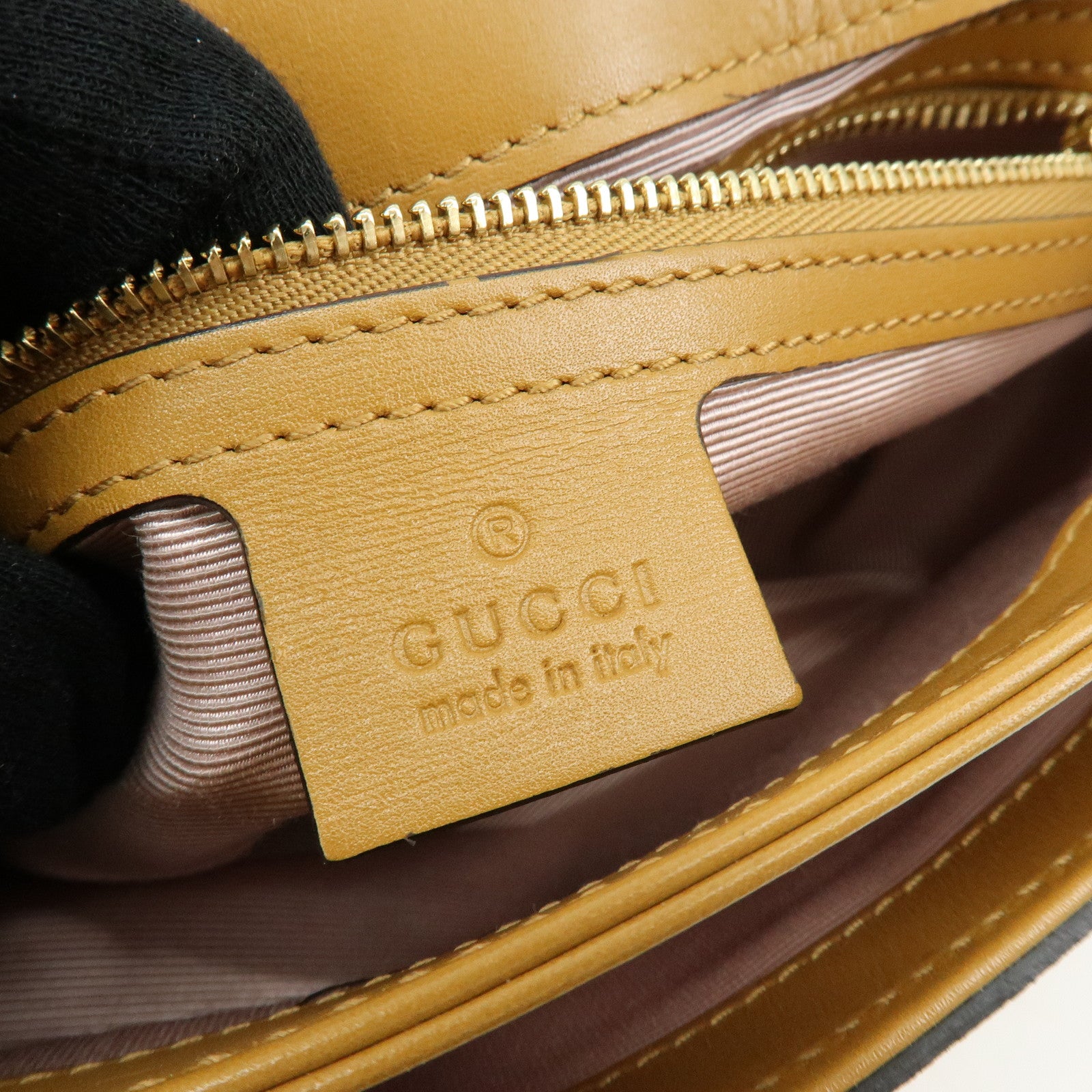 GUCCI Arli Double G Suede Leather Shoulder Crossbody Bag Beige Brown