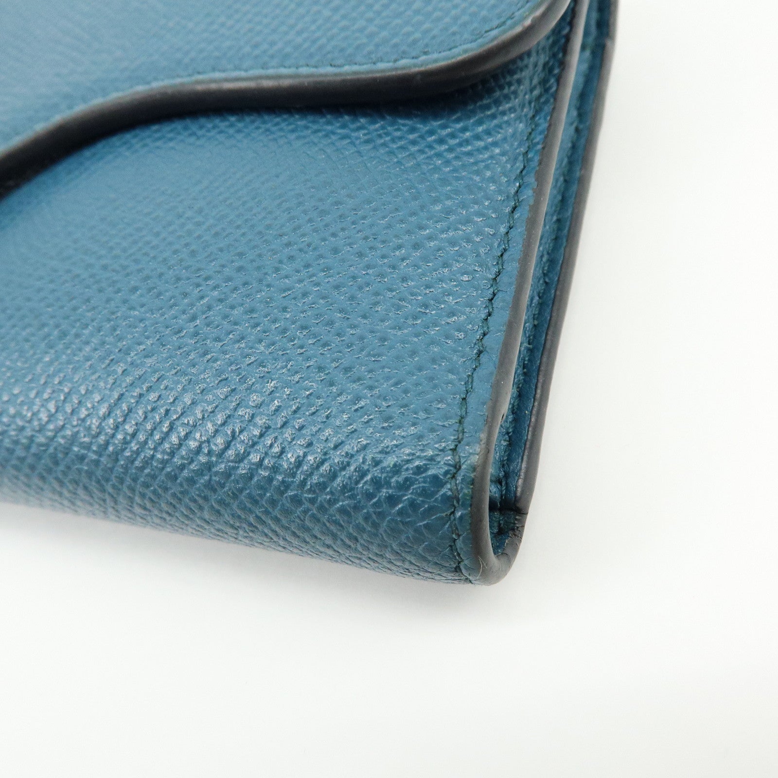 Christian Dior Saddle Leather Tri-Fold Compact Wallet Blue