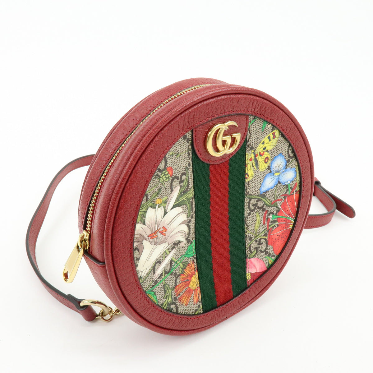 GUCCI Ophidia Sherry Flora GG Supreme Leather Backpack Red Beige 598661
