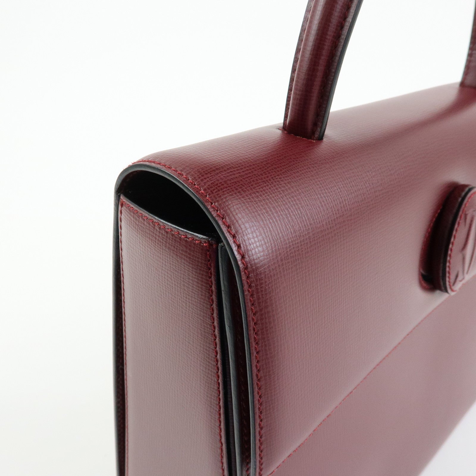 Cartier Must de Cartier Leather Top Handle Hand Bag Bordeaux