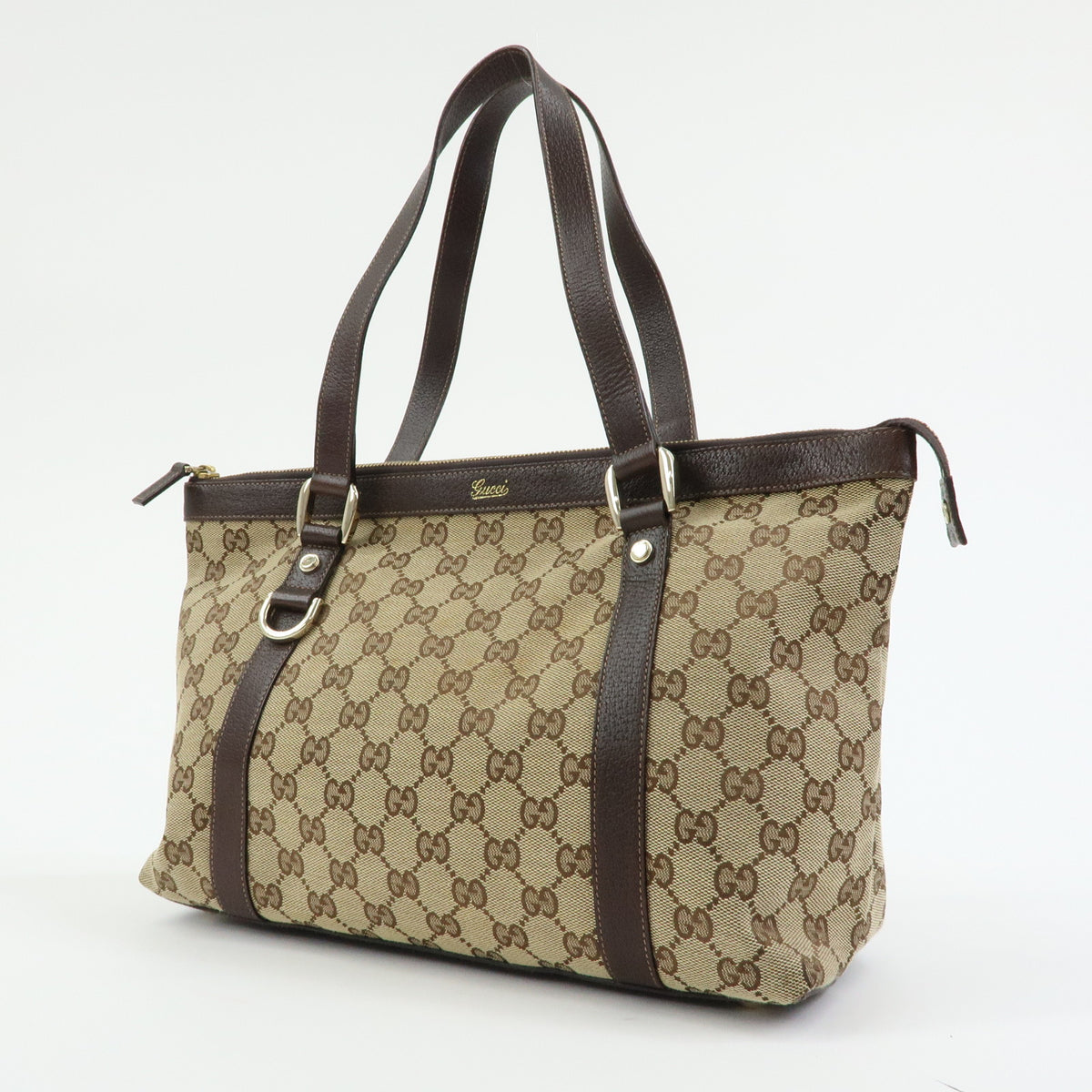 GUCCI Abbey GG Canvas Leather Tote Bag Hand Bag Beige Brown 141470