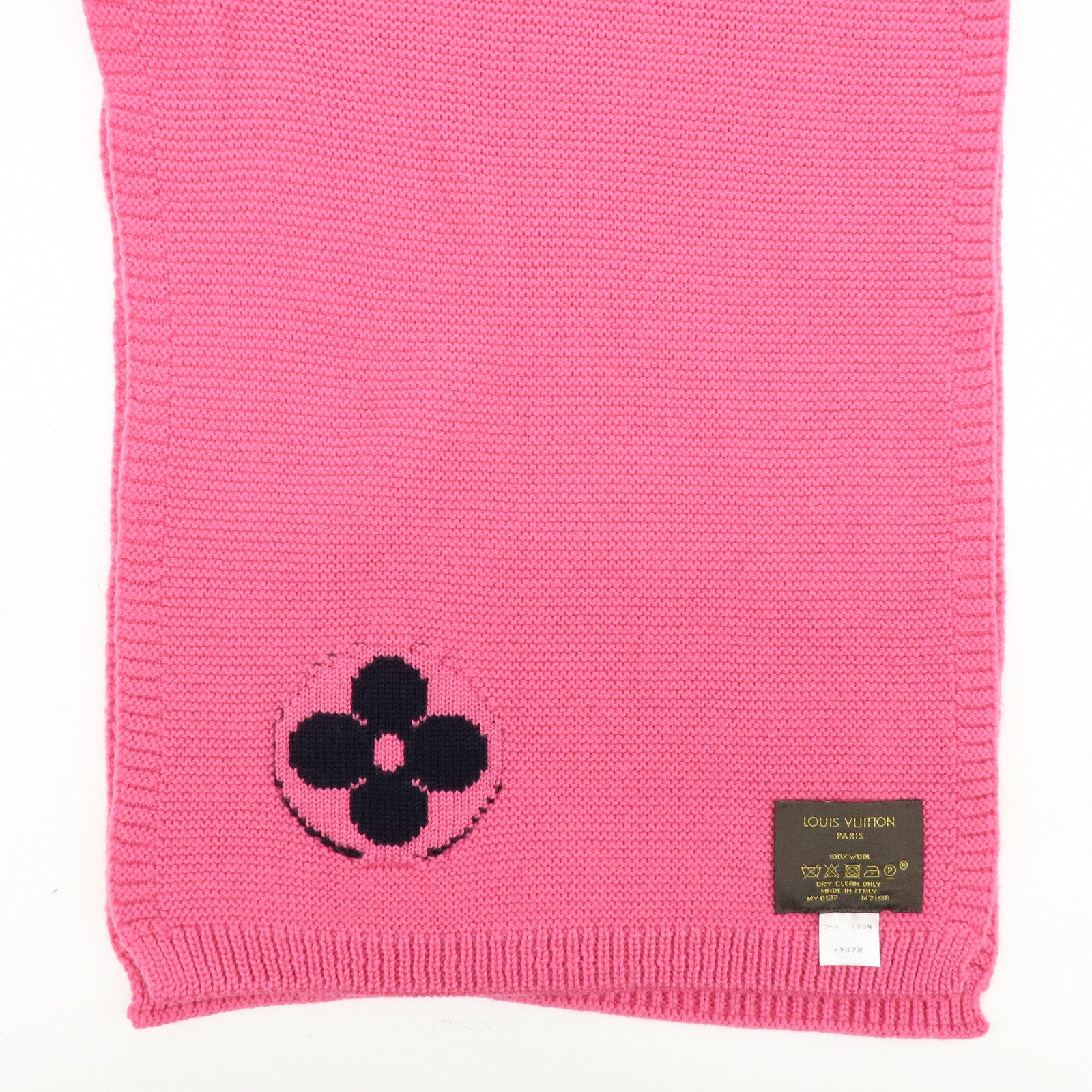 Louis Vuitton Echarpe LV Collage Wool 100% Scarf Stole Pink M71136