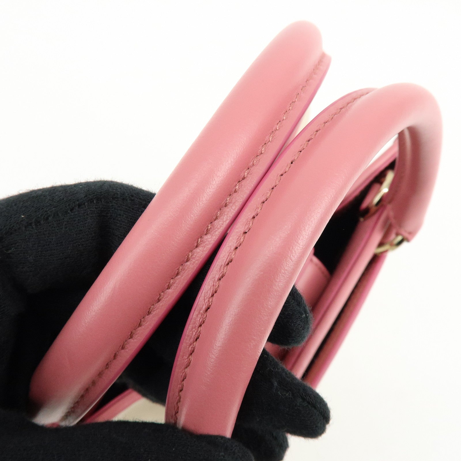 BVLGARI Logo Canvas Leather 2Way Bag Hand Bag Shoulder Bag Pink
