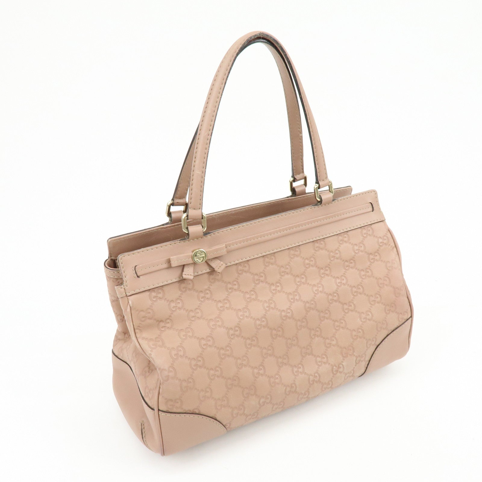 GUCCI Guccissima Leather Mayfair Tote Shoulder Bag Pink