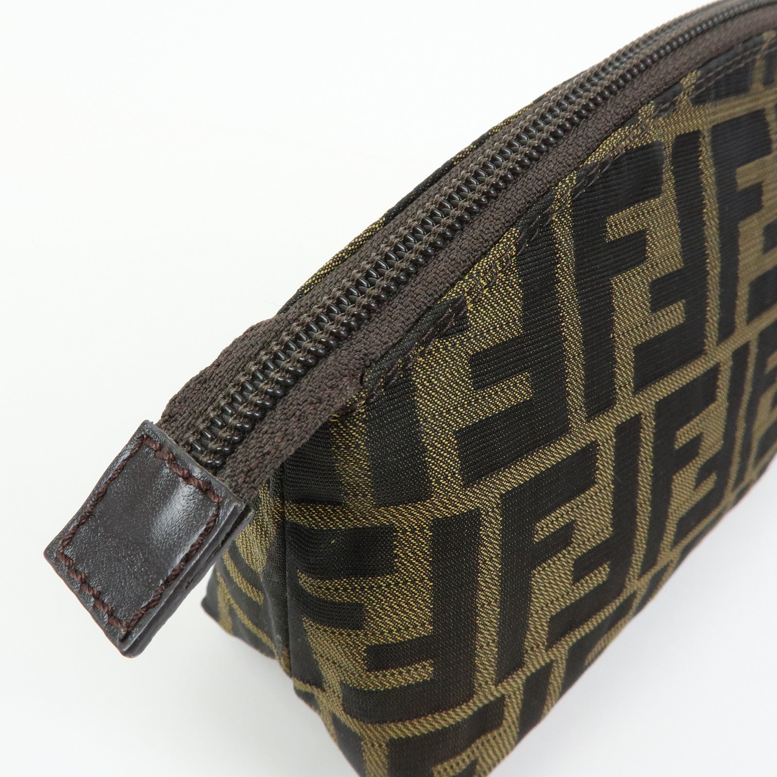 FENDI  Zucca Canvas Pouch Cosmetic Pouch Brown Gold 7N0005