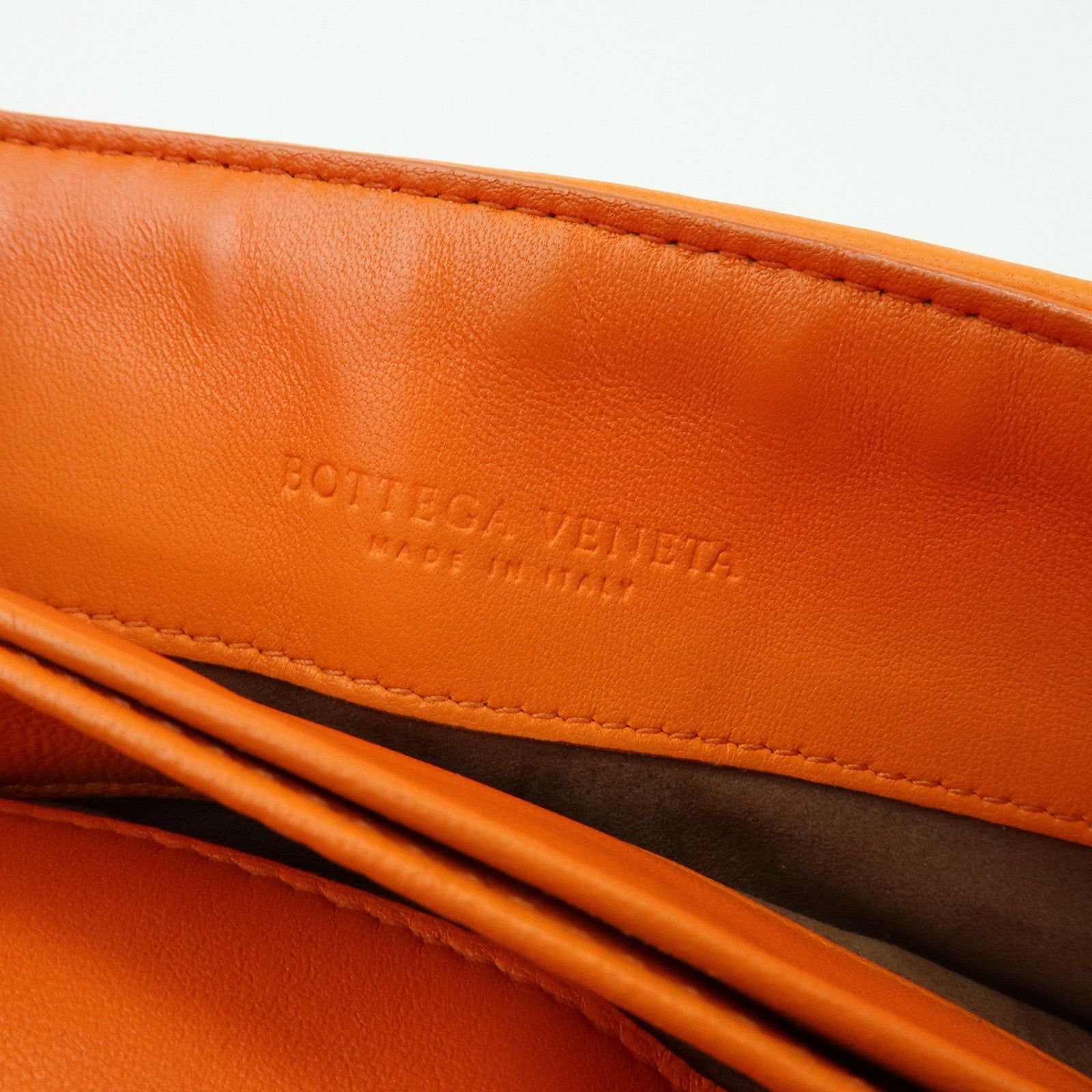 BOTTEGA VENETA Intrecciato Leather Chain Shoulder Bag Orange