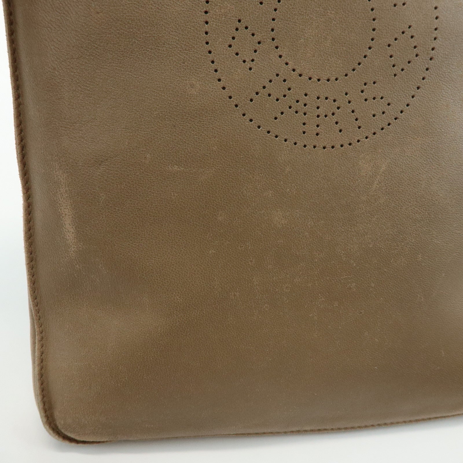 HERMES Leather Clou de Selle Shoulder Bag □M Stamped Beige