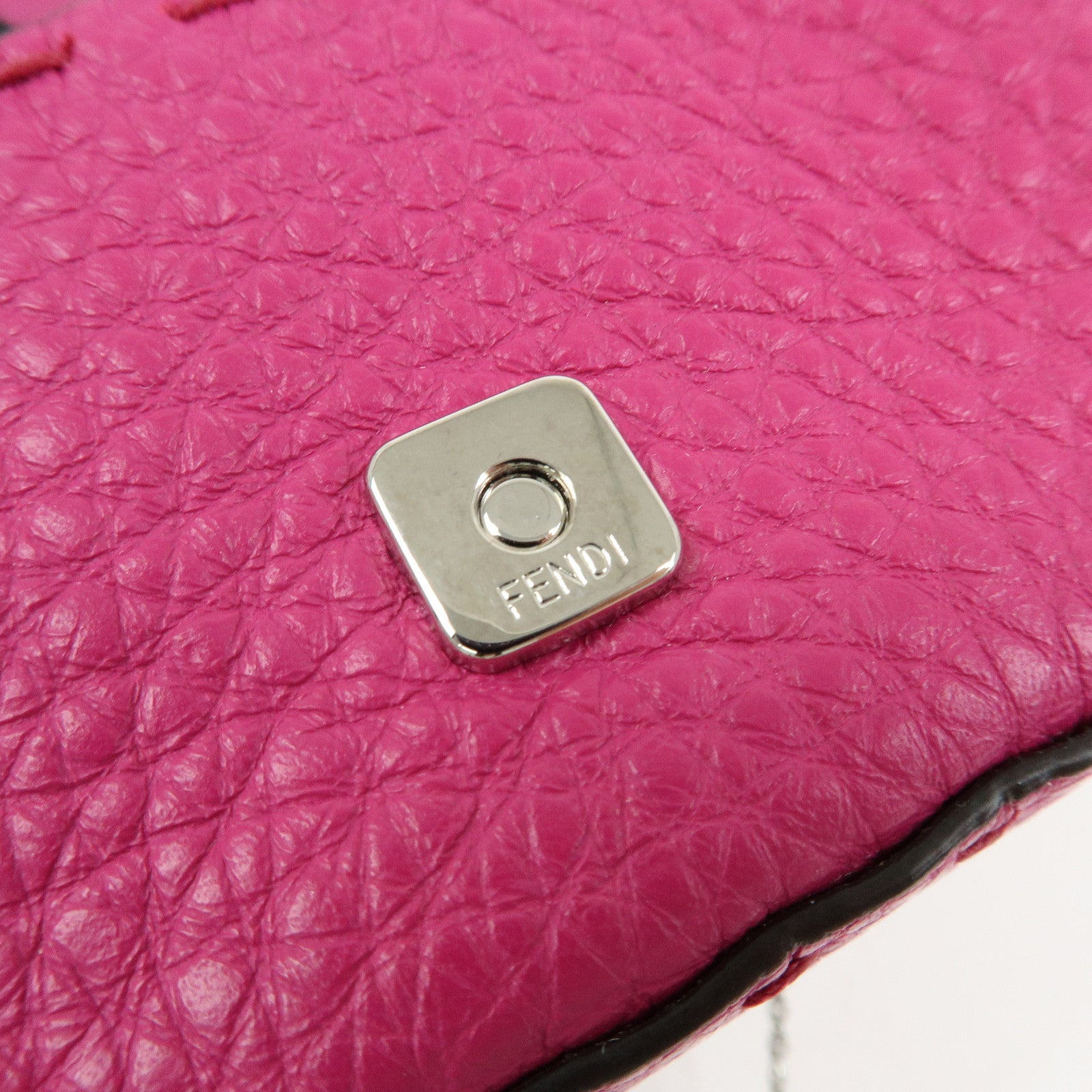 FENDI Nano Baguette  Leather Mini Chain Shoulder Bag Charm Pink 7AS045