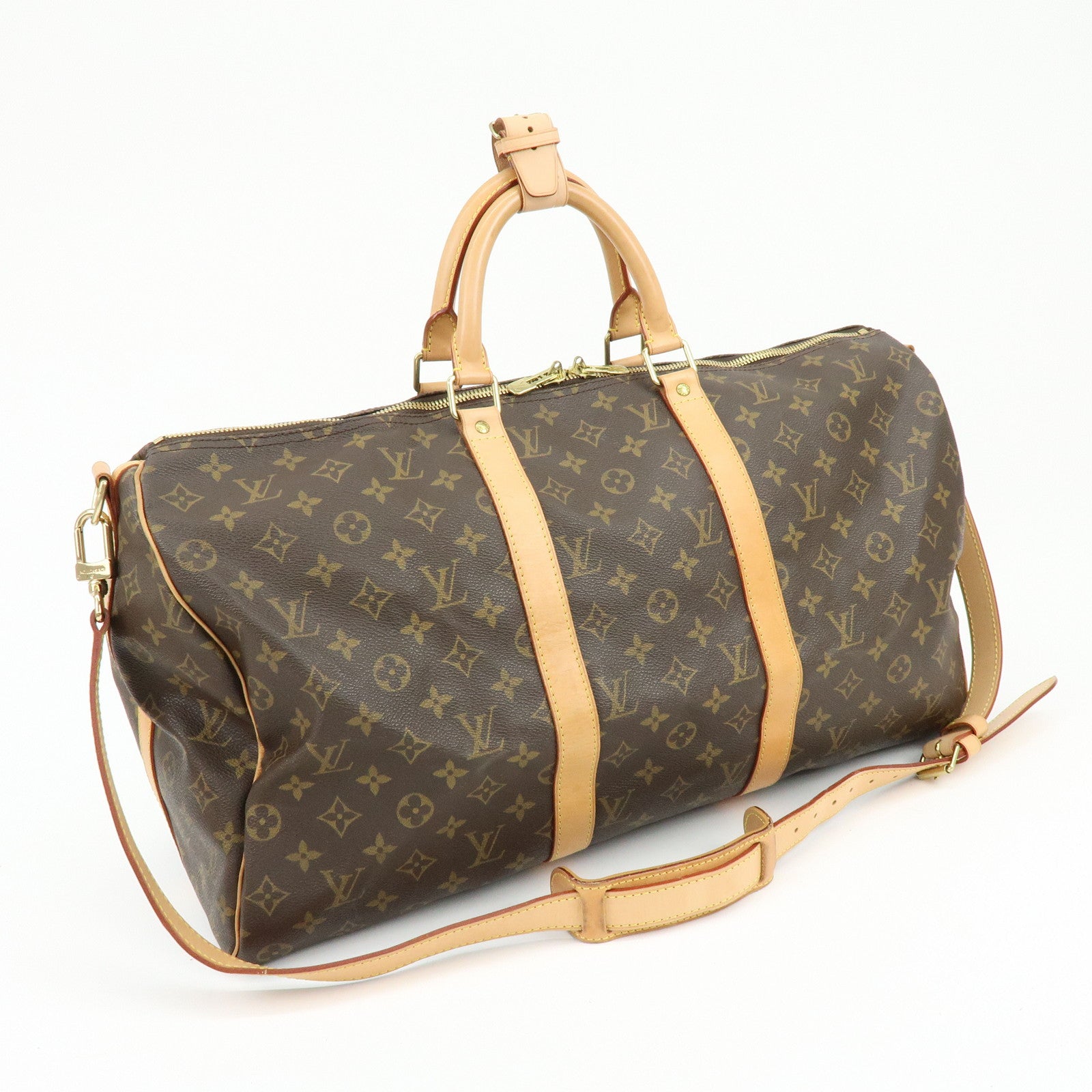 Louis Vuitton Monogram Keep All Bandouliere 50 Boston Bag Brown M41416