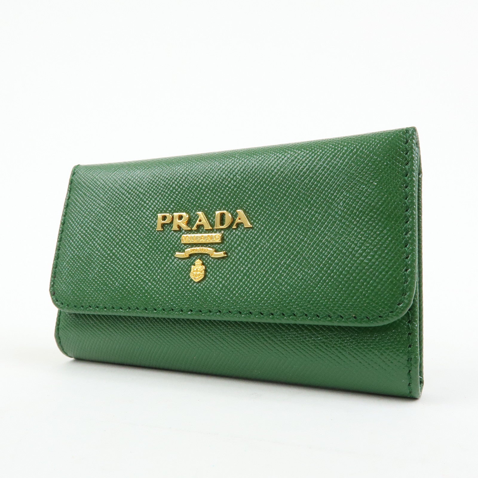 PRADA Logo Saffiano Leather 6 Rings Key Case Key Holder Green 1M0222