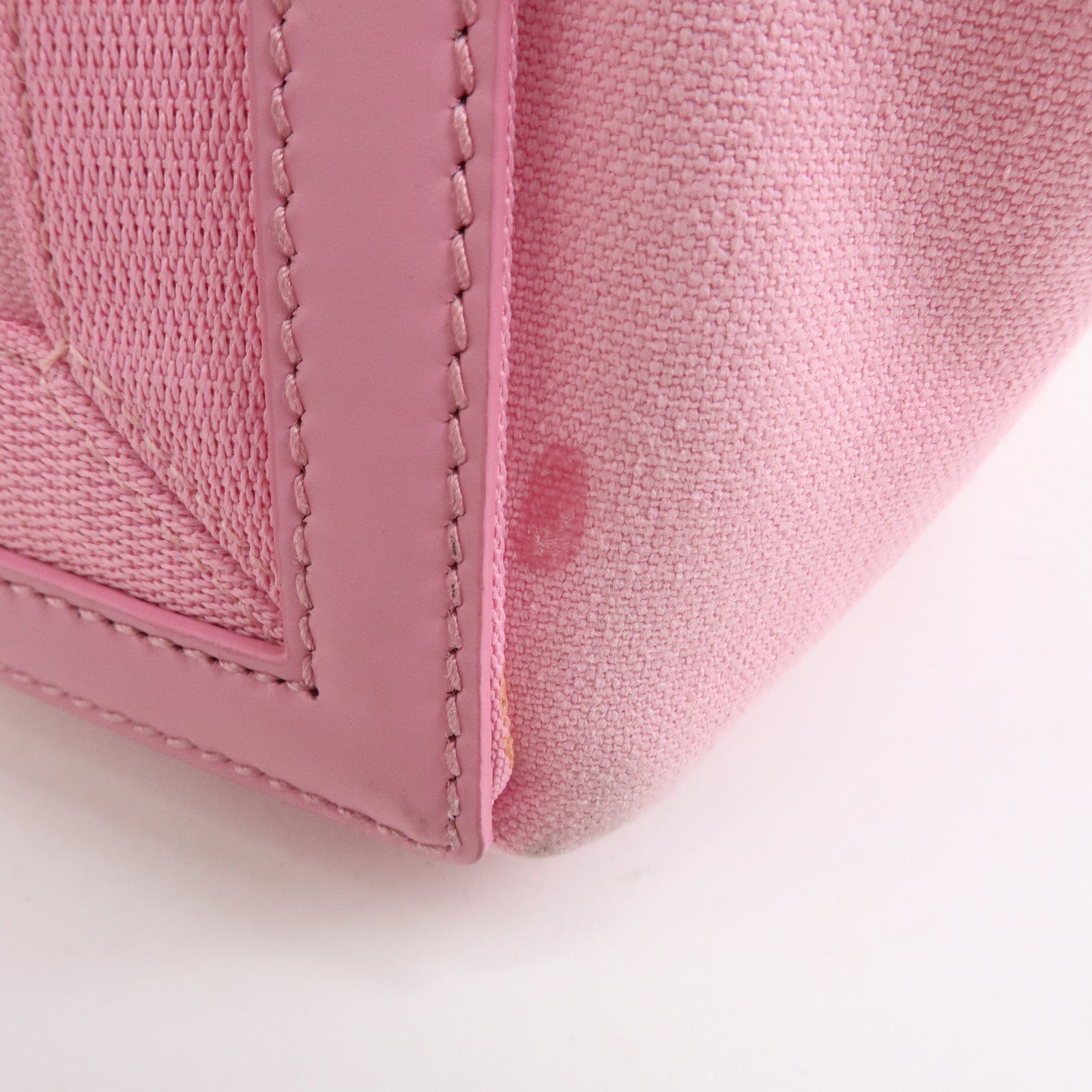 BALENCIAGA Navy Cabas Canvas Leather Small Tote Hand Bag Pink 339933
