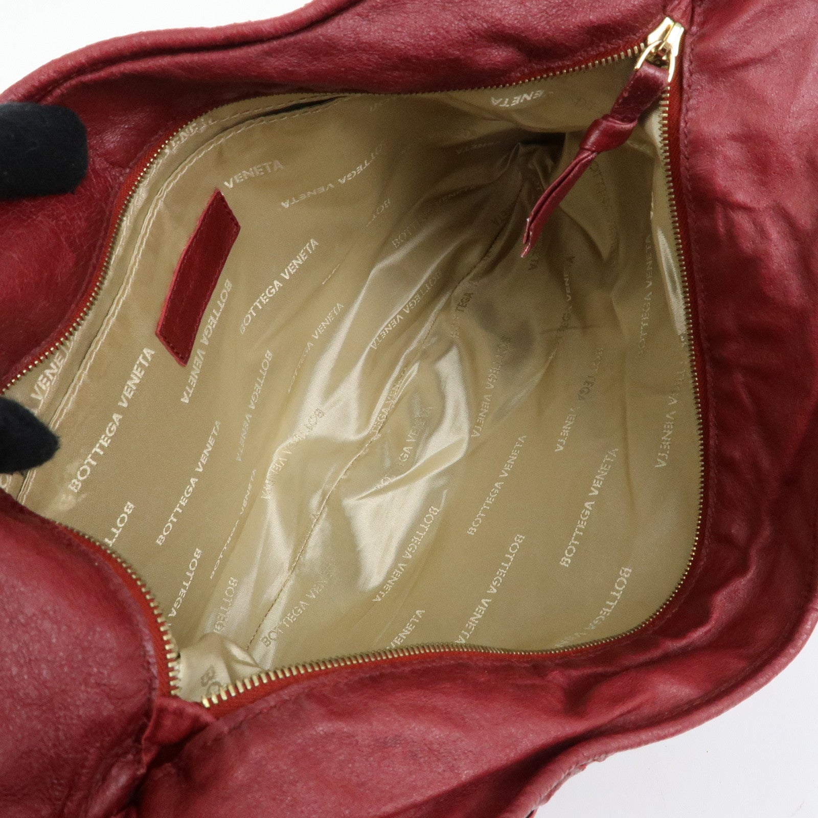BOTTEGA VENETA Intrecciato Leather Shoulder Bag Crossbody Bag Wine Red