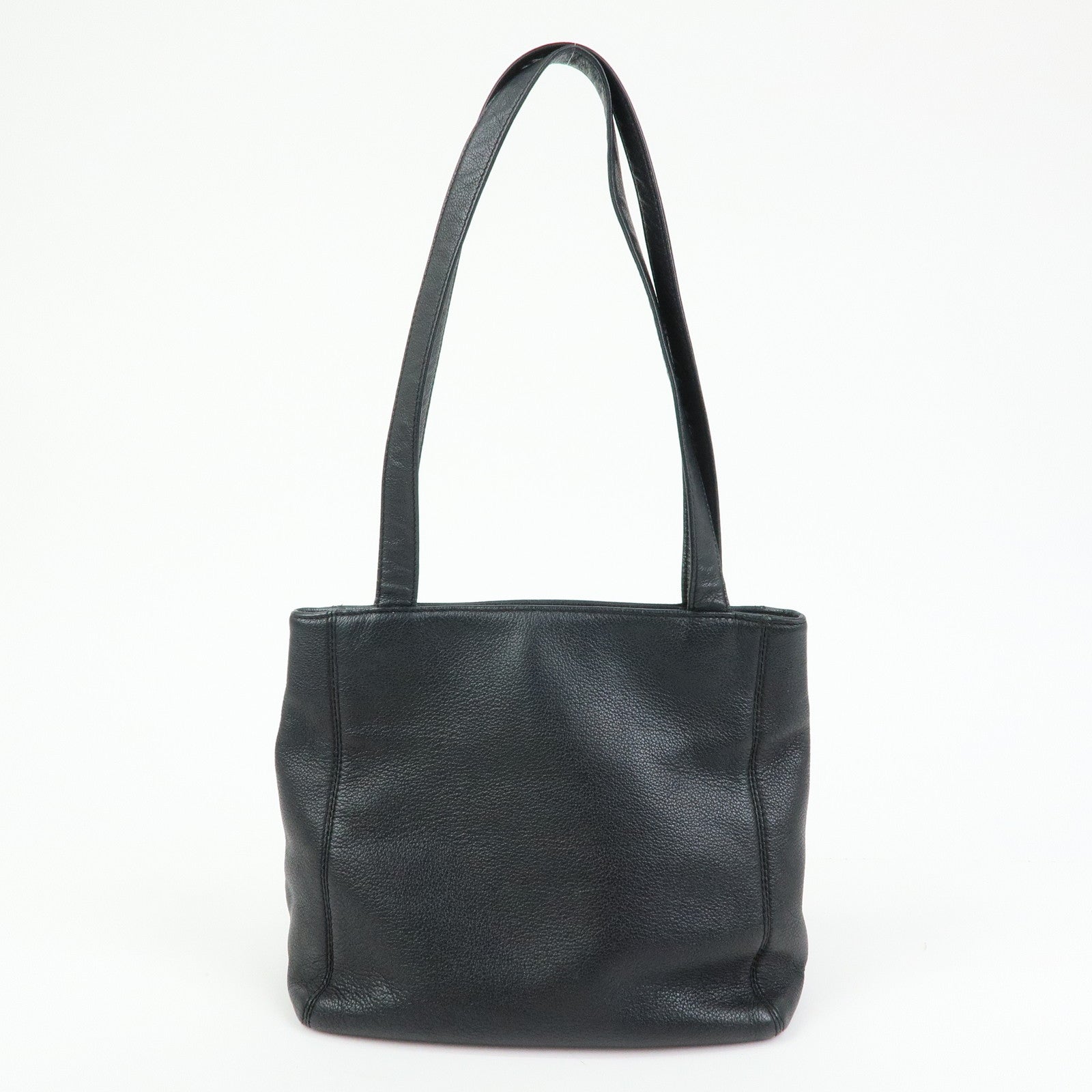 CHANEL COCO Mark Calf Skin Leather Tote Bag Shoulder Bag Black