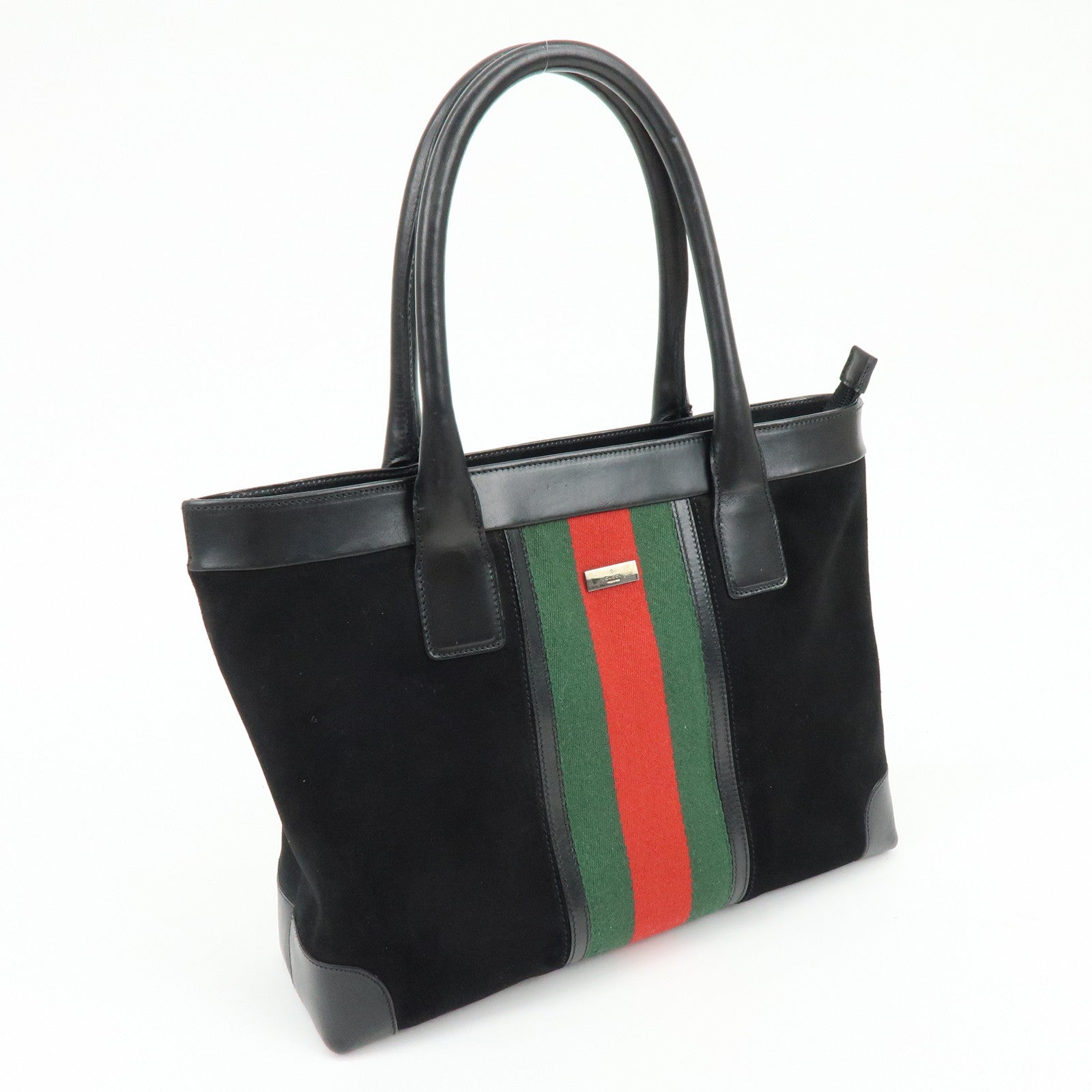 GUCCI Sherry Suede Leather Shoulder Bag Tote Bag Black 33890