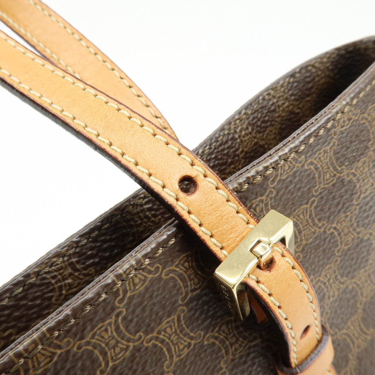 CELINE Macadam PVC Leather Tote Bag Hand Bag Brown