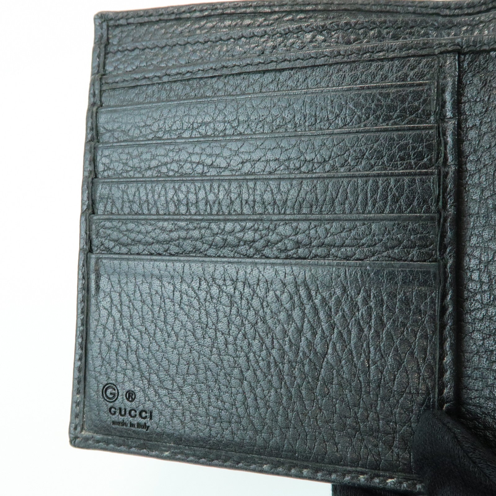 GUCCI Interlocking G Leather Bi-fold Compact Wallet Black 615525