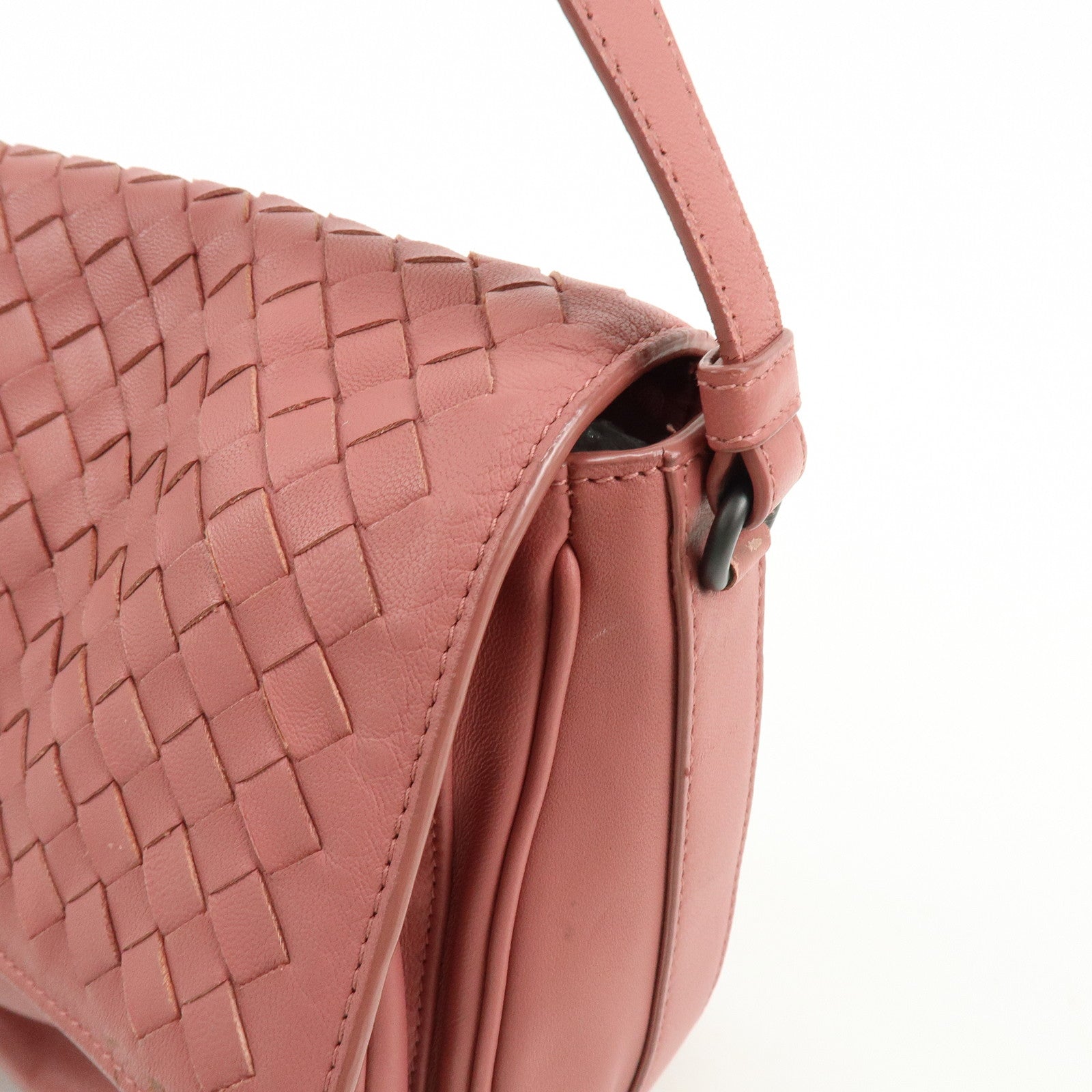 BOTTEGA VENETA Intrecciato Leather Chain Shoulder Bag Pink