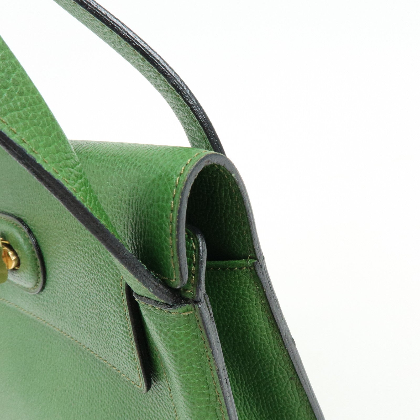 DELVAUX Louise Leather Shoulder Bag Hand Bag Green