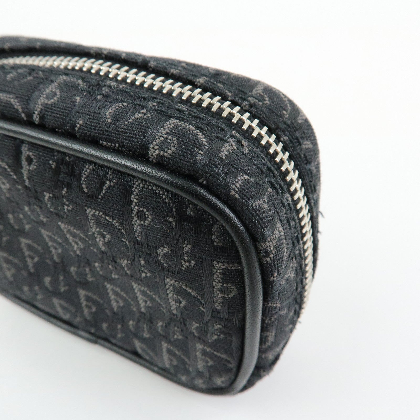 Christian Dior Trotter Oblique Jacquard Leather Tiny Pouch Black