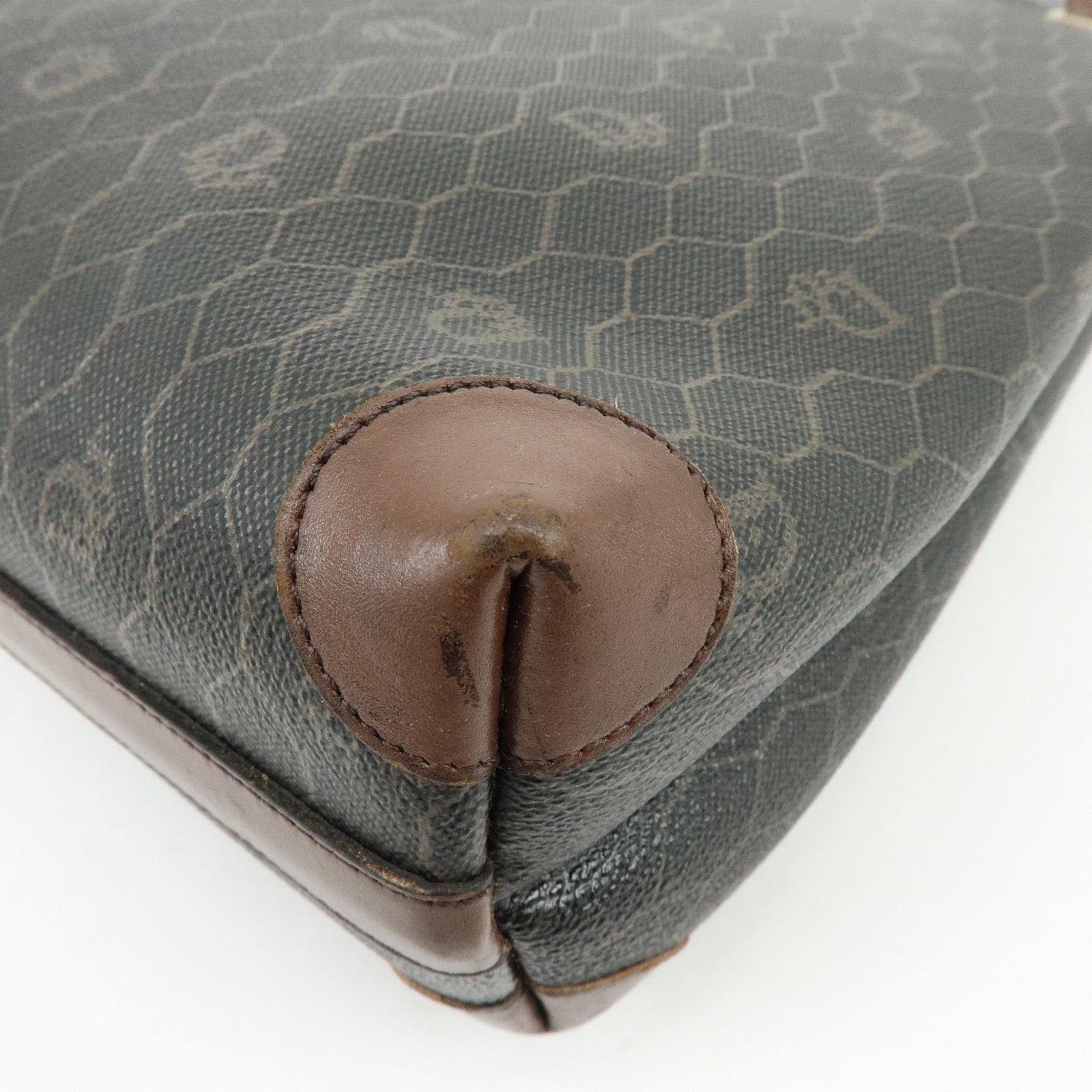 Christian Dior Honeycomb PVC Leather Shoulder Bag Brown Black