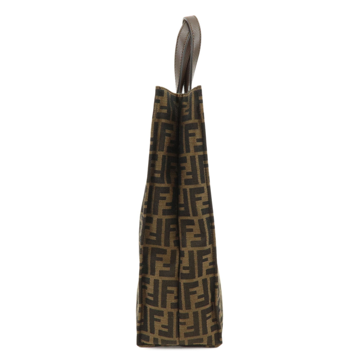 FENDI Zucca Canvas Leather Tote Bag Hand Bag Brown Black 8BH263