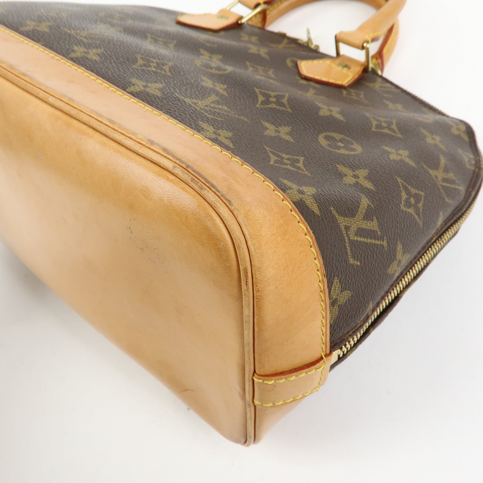 Louis Vuitton Monogram Alma PM Canvas Leather Hand Bag Brown M51130
