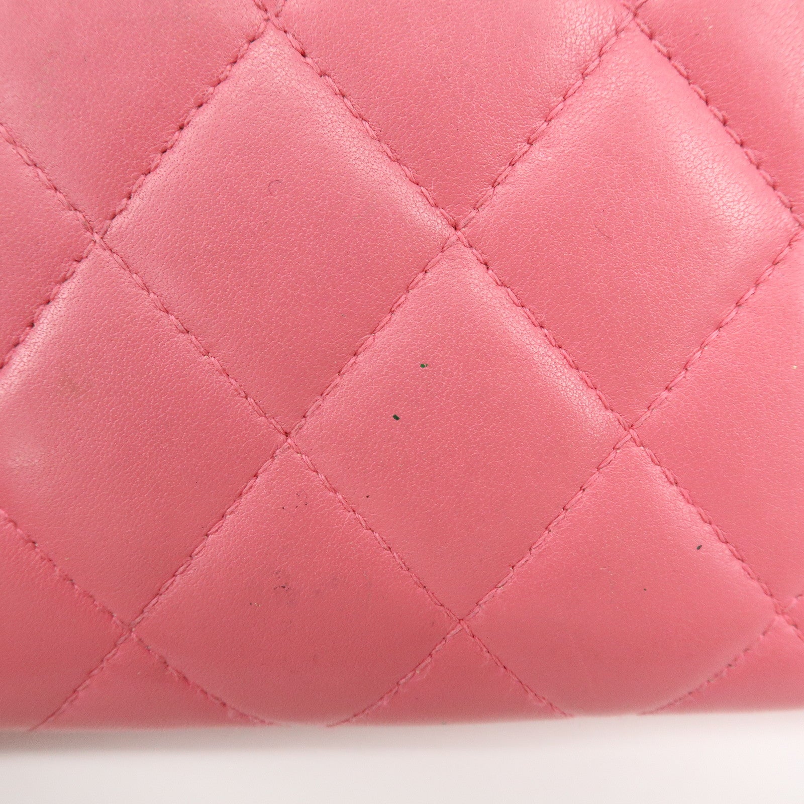 CHANEL COCO Mark Matelasse Lamb Skin Patent Leather Long Zip Wallet