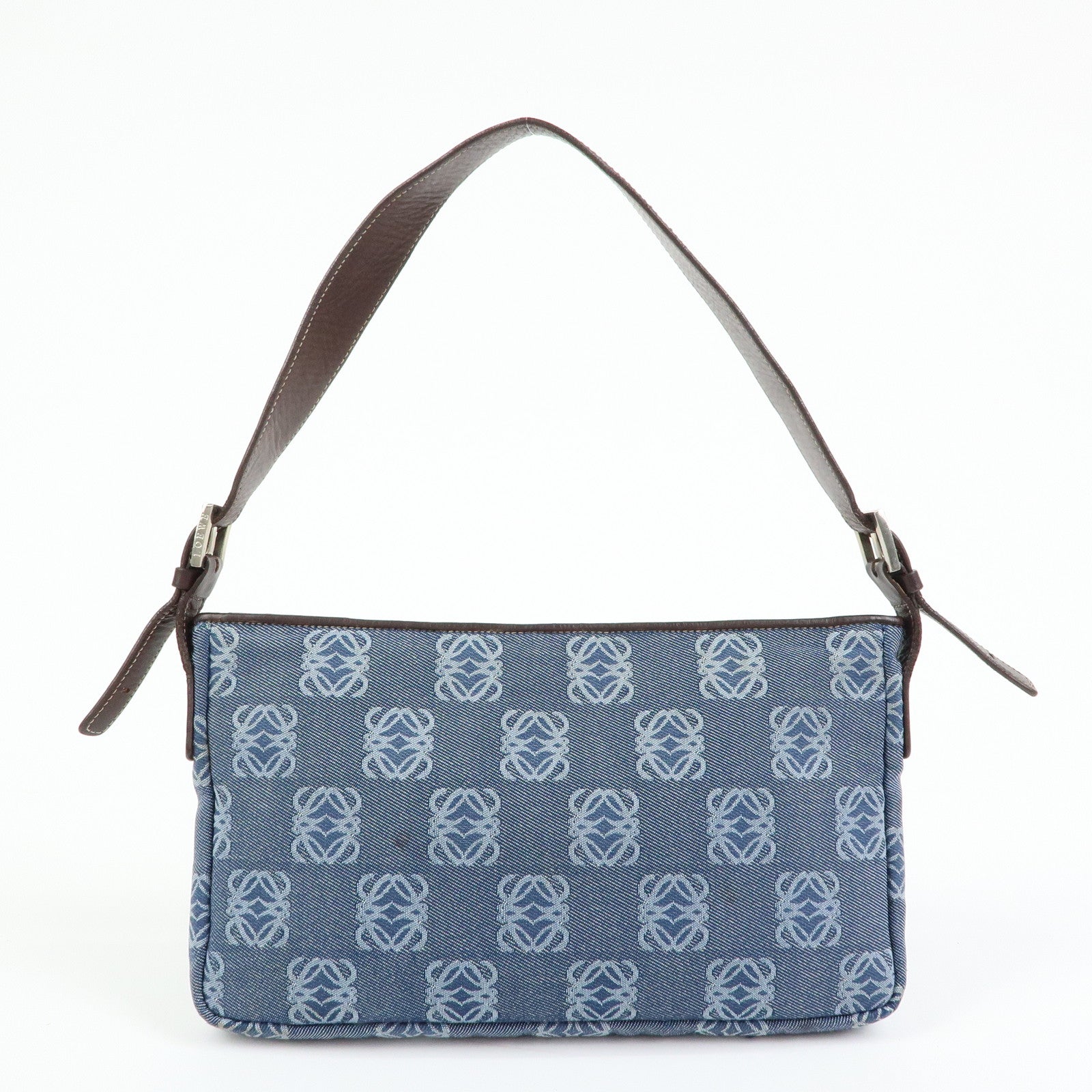 LOEWE Anagram Denim Leather Shoulder Bag Hand Bag Denim Brown