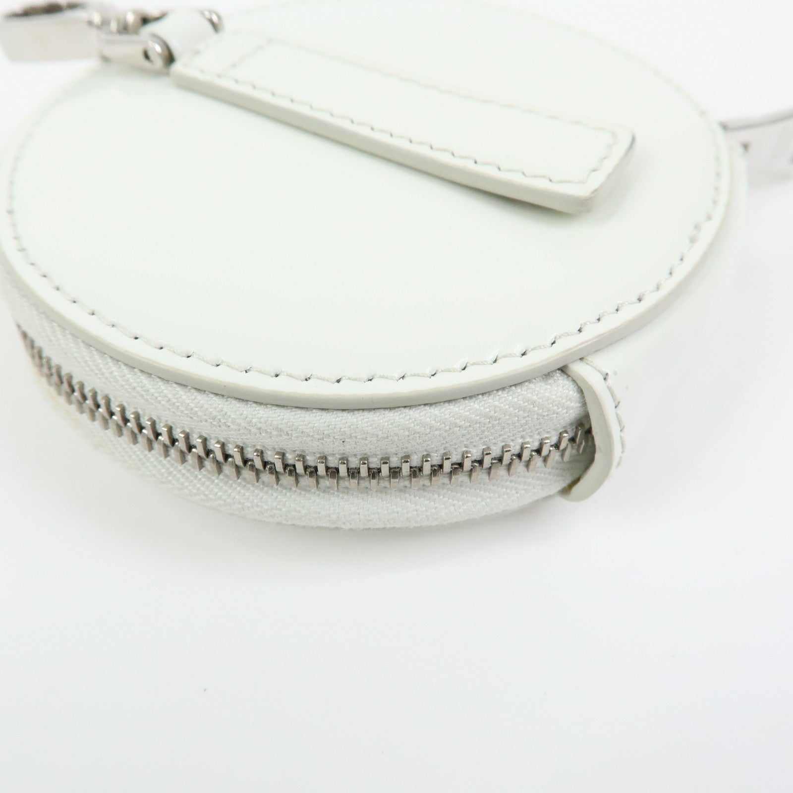 PRADA Triangle Logo Leather Mini Pouch Coin Case White 1TL431
